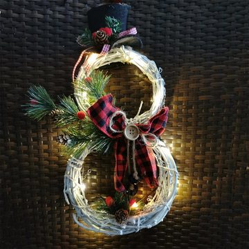 Houhence Adventskranz beleuchteter Weihnachtskranz Dekoration, Weinrebenkranz mit Hut