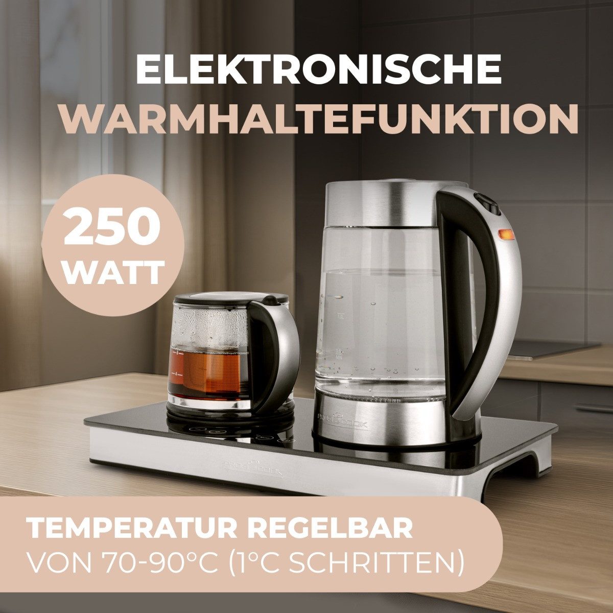 ProfiCook Wasserkocher PC-TKS 1056, 3in1 Wasserkocher, Kaffeemaschine und Teekocher
