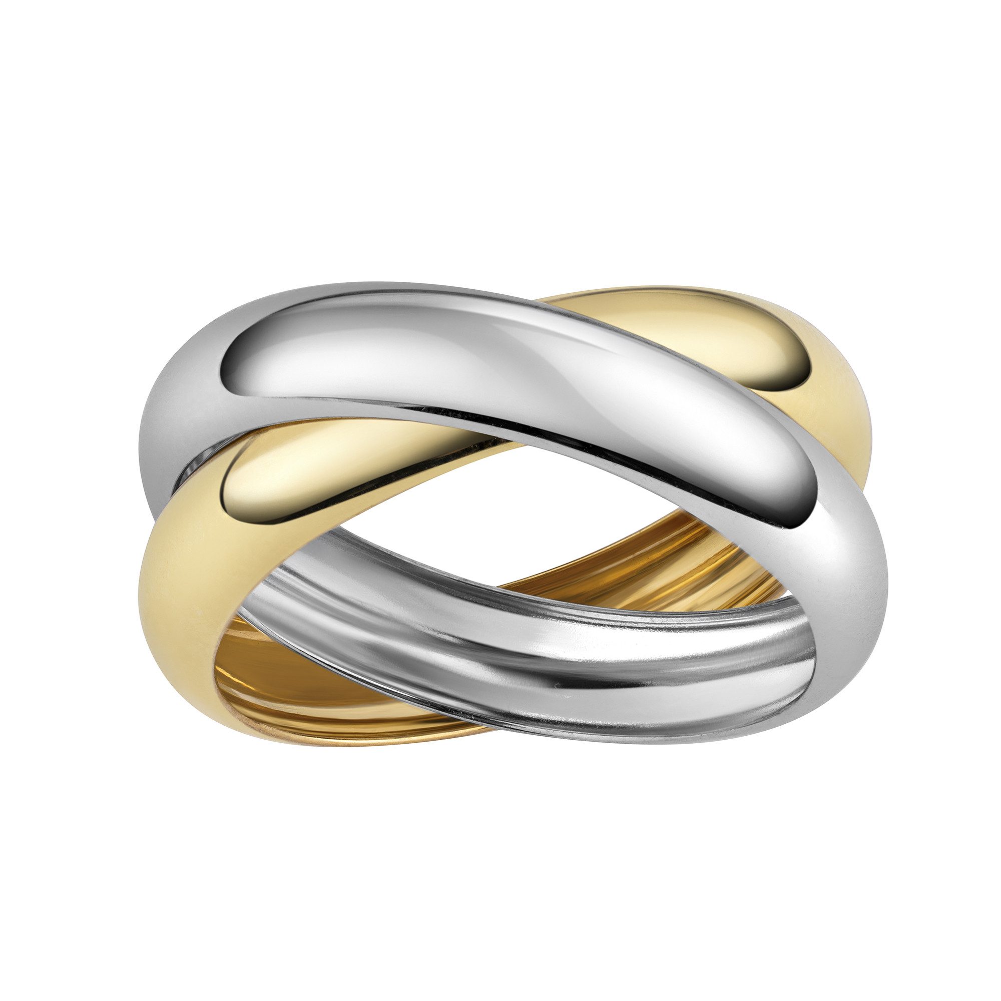 Fascination by Ellen K. Fingerring Gold 585 zweifarbig mit 2 beweglichen Ringschienen