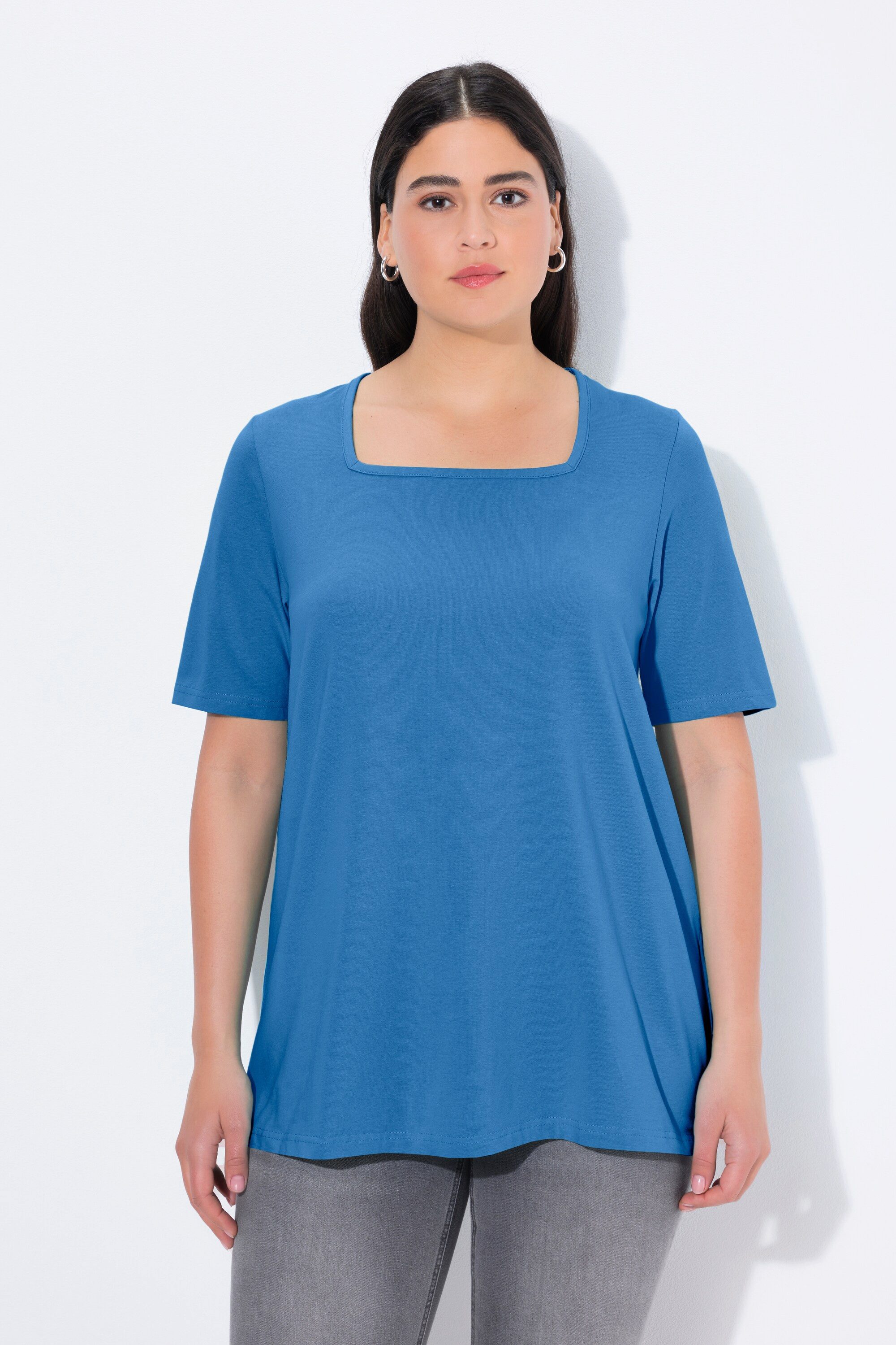 Ulla Popken T-Shirt T-Shirt A-Linie Carré-Ausschnitt Halbarm