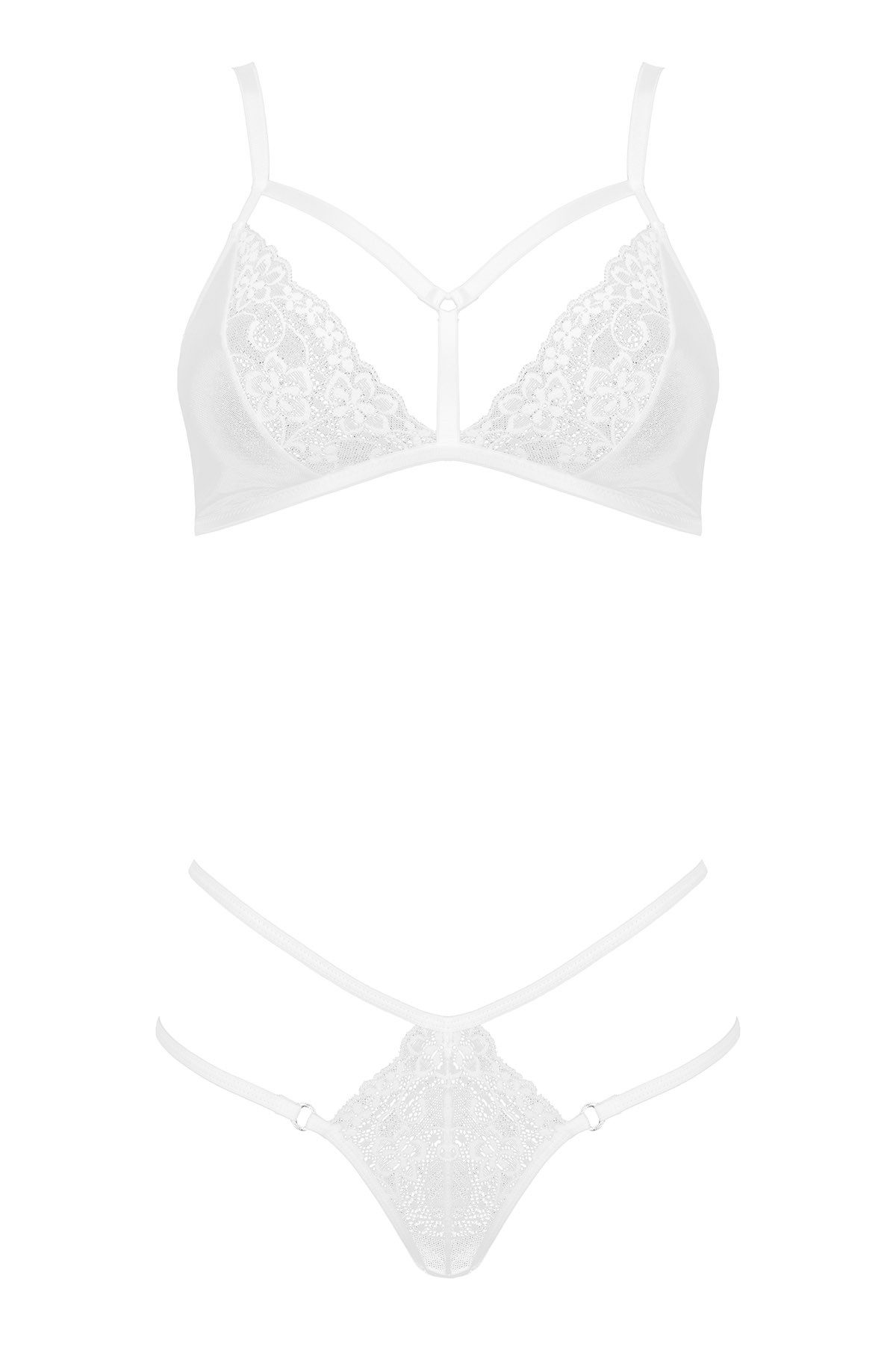 SpaLeXLine Set: Bügel-BH BH-Set Sinon weiß BH mit String Dessous mit Spitze (Set)