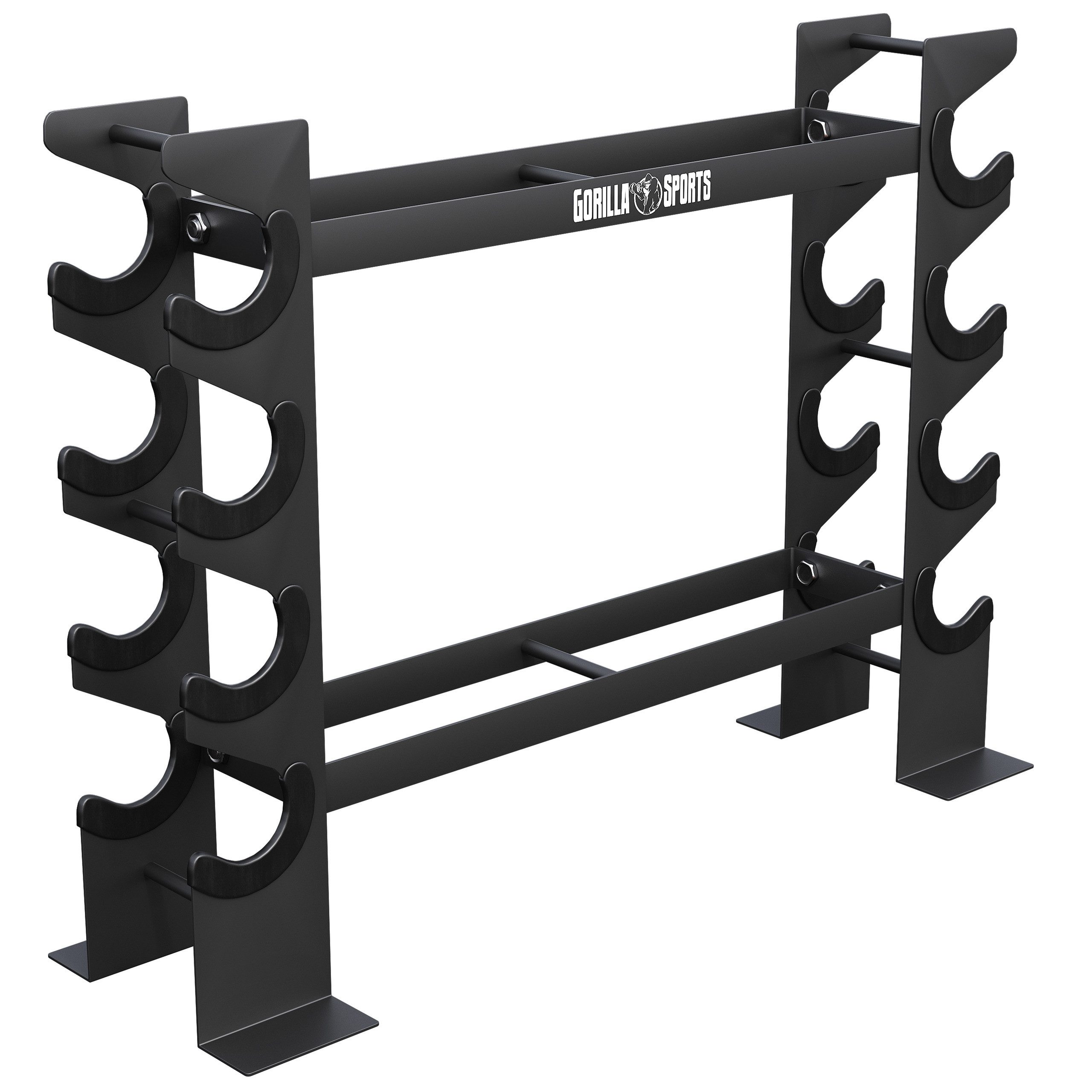 GORILLA SPORTS Kurzhantelständer Hantelablage, Dumbbell Rack, Kurzhantelständer, Kurzhantelablage, (8 Ablagen, 2 Ebenen, bis 300 kg, aus Stahl, Robust, Schwarz, 1-St)