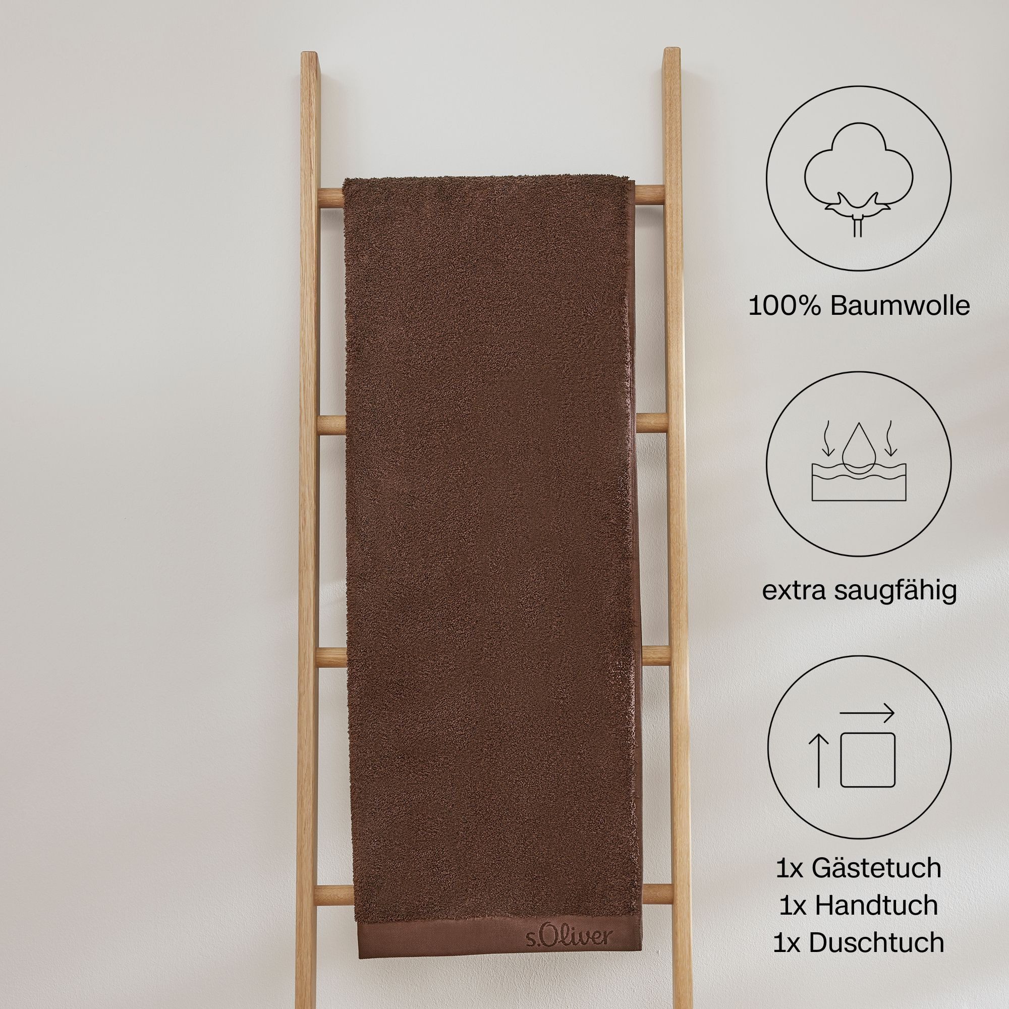 s.Oliver Handtuch Set s.Oliver, Premium Qualität, 600 gr/m², Walkfrottier (Set, 3-St), 1 Gästetuch 30x50 cm, 1 Handtuch 50x100 cm, 1 Duschtuch 70x140 cm