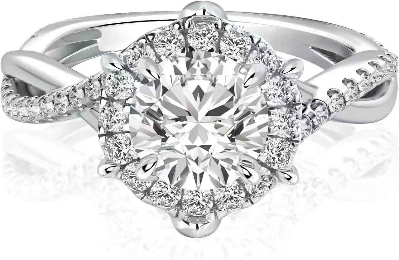 Jumpeak Diamantring Damen 585 Echtgold Ring, engagement ring, 1CT Lab-Zuchtdiamanten, 1CT, e, vs1, 3ex, Große Schwester Geschenk mit igi Zertifikat