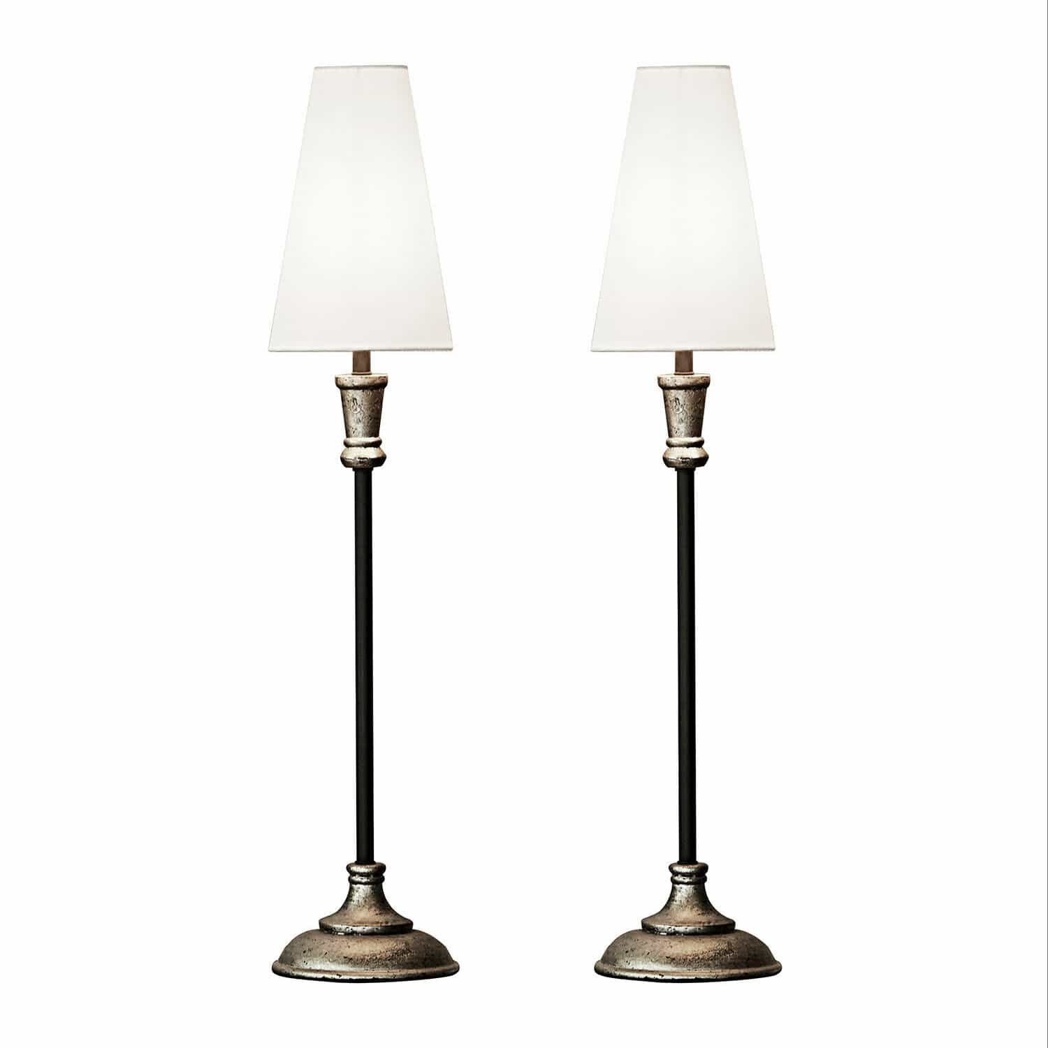 Mirabeau Tischleuchte Tischlampe 2er Set Obsonville silber/schwarz/creme
