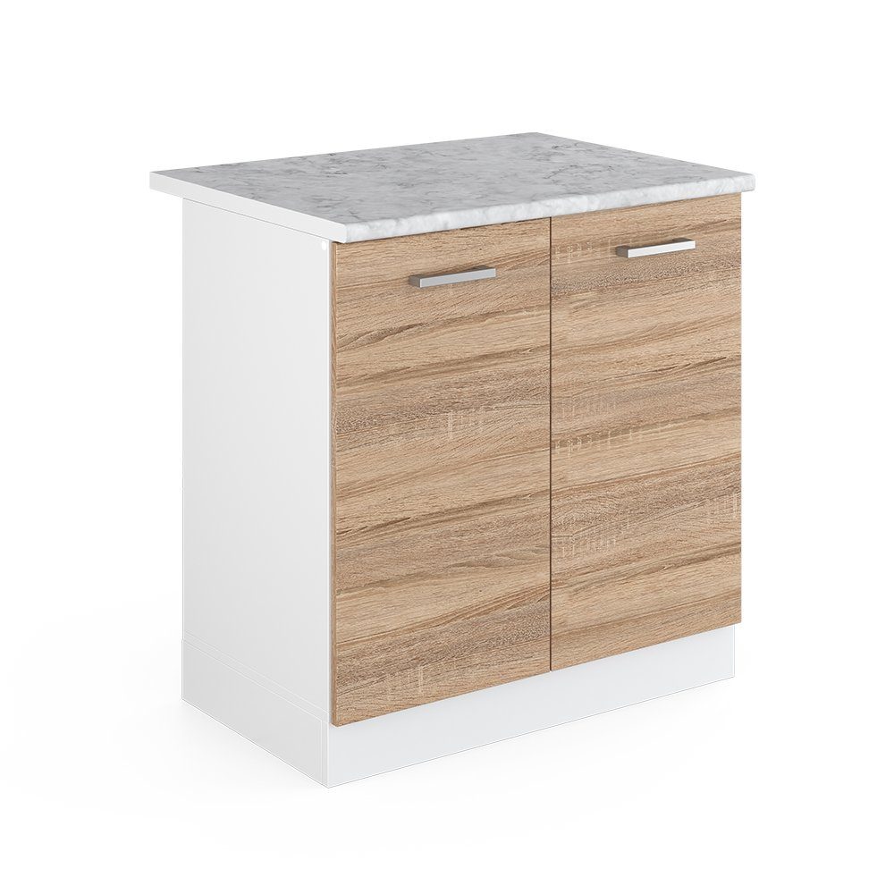 Vicco Spülenunterschrank R-Line, Sonoma/Weiß, 80 cm, günstig online kaufen
