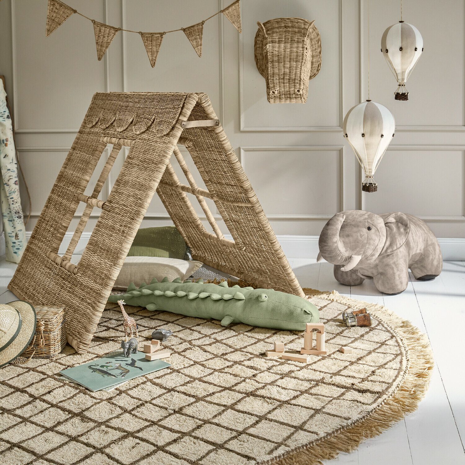 Mirabeau Wanddekoobjekt Deko-Heißluftballon 2er Set Merrybean creme/grau