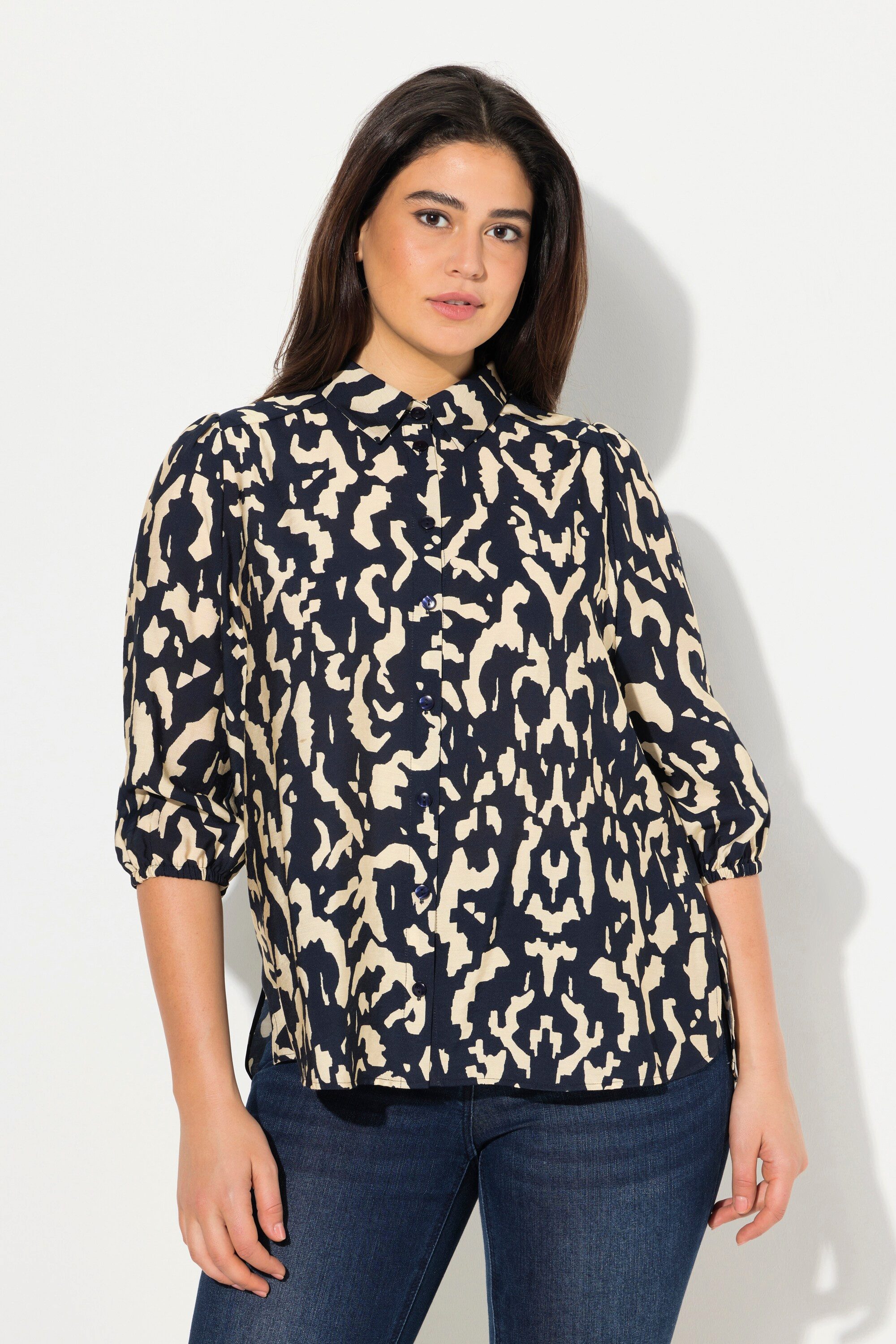 Ulla Popken Tunika Bluse Oversized Hemdkragen günstig online kaufen