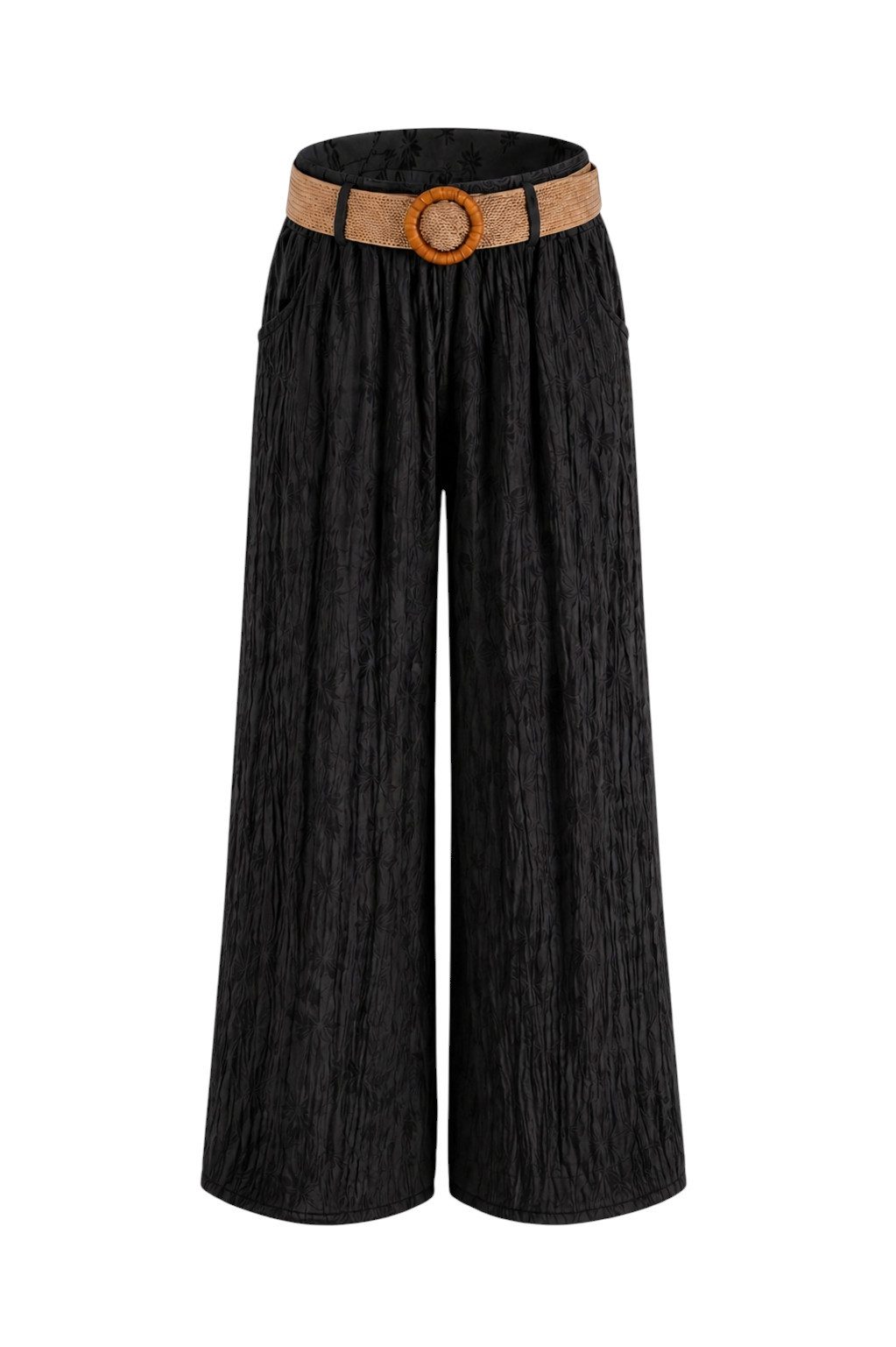 Mississhop Palazzohose Damen Palazzo Hose mit weitem Bein und elastischem Bund mit Gürtel S/M