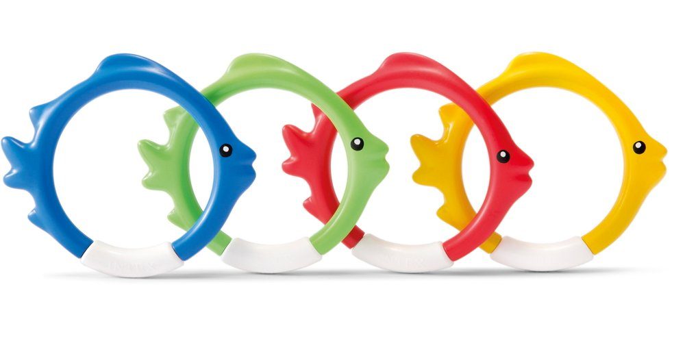 Intex Badespielzeug 4 Intex Tauchringe Underwater Fish Rings bunt ab 6 Jahren 55507