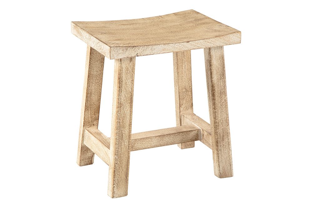 riess-ambiente Sitzhocker FINCA 45cm beige-braun (Einzelartikel, 1 St), Wohnzimmer · Mango-Massivholz · Handmade · Shabby Chic · Landhausstil
