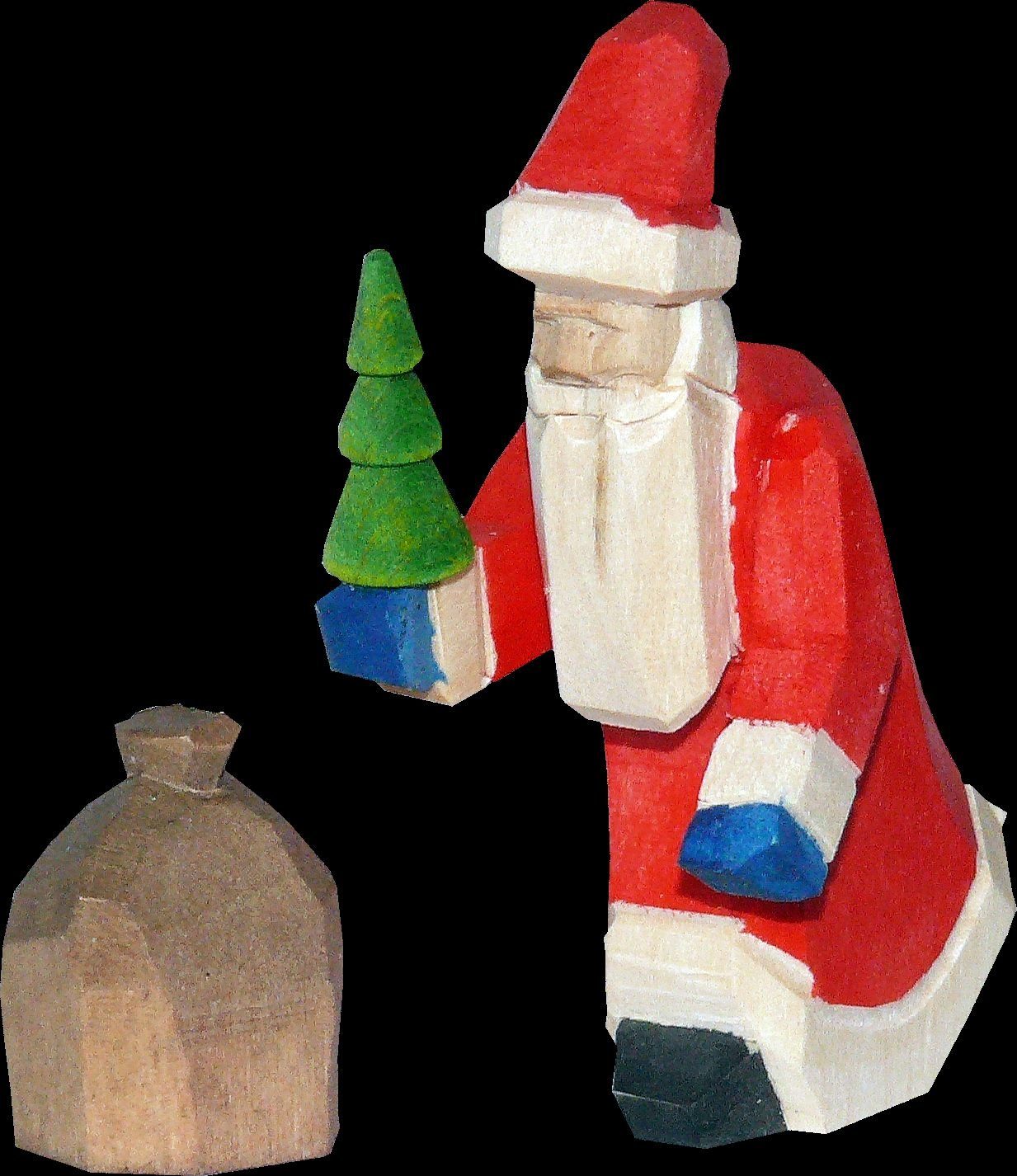 Weihnachtsfigur Weihnachtsmann Bescherung Baumbehang bunt mini 6cm geschnitzt