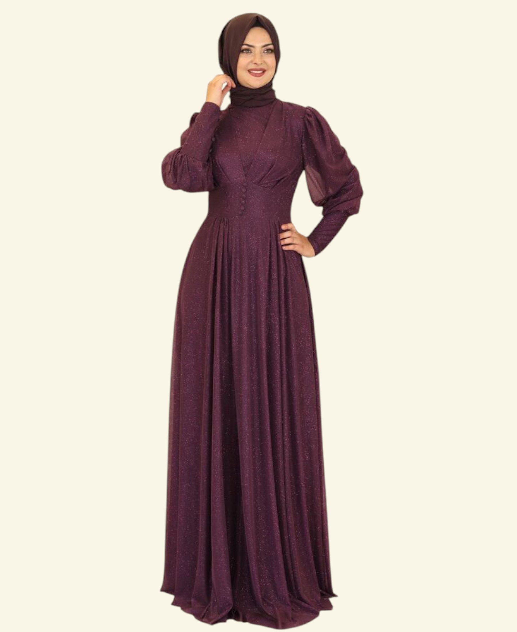 fashionshowcase Abendkleid Elegantes Glitzerndes Tüllkleid - Hijab Kleid Mo günstig online kaufen