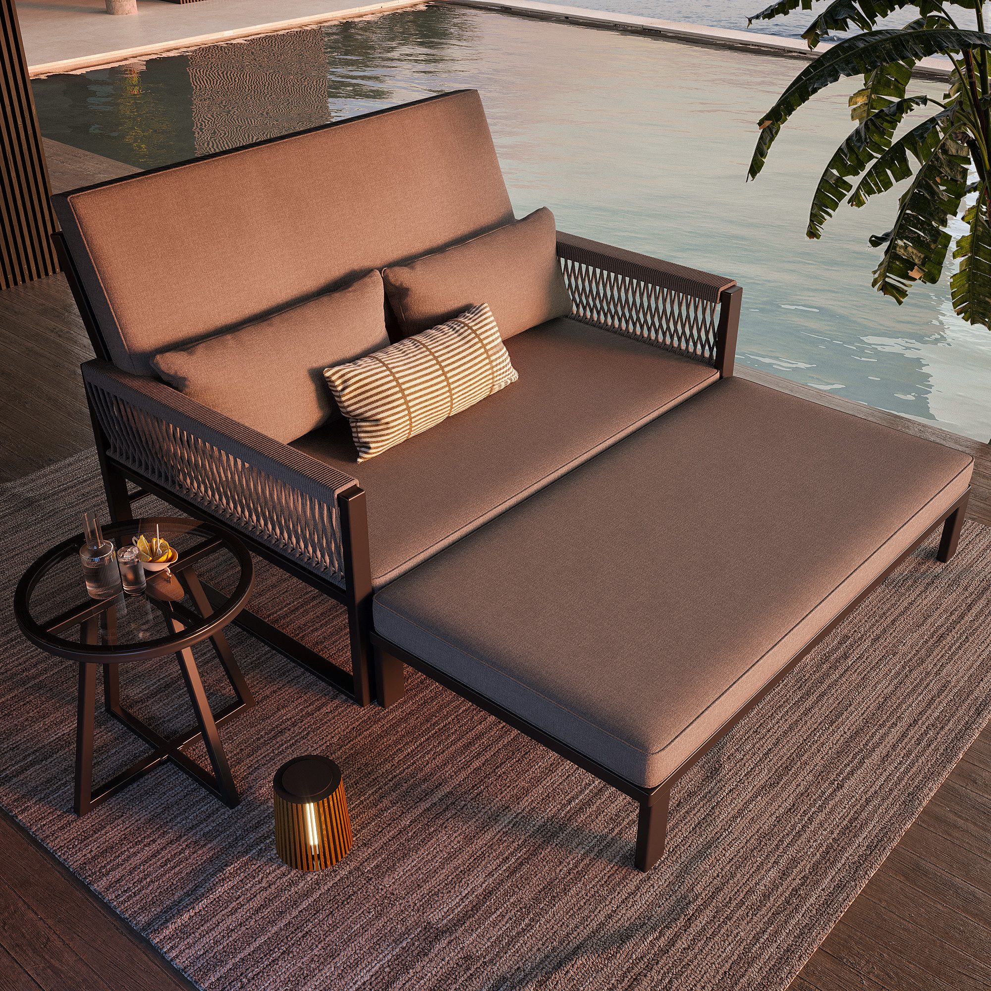 HAUSS SPOLE Gartenlounge-Set Modular mit Liegefunktion,Loungesofa Gartensofa Set für 2-4 Personen