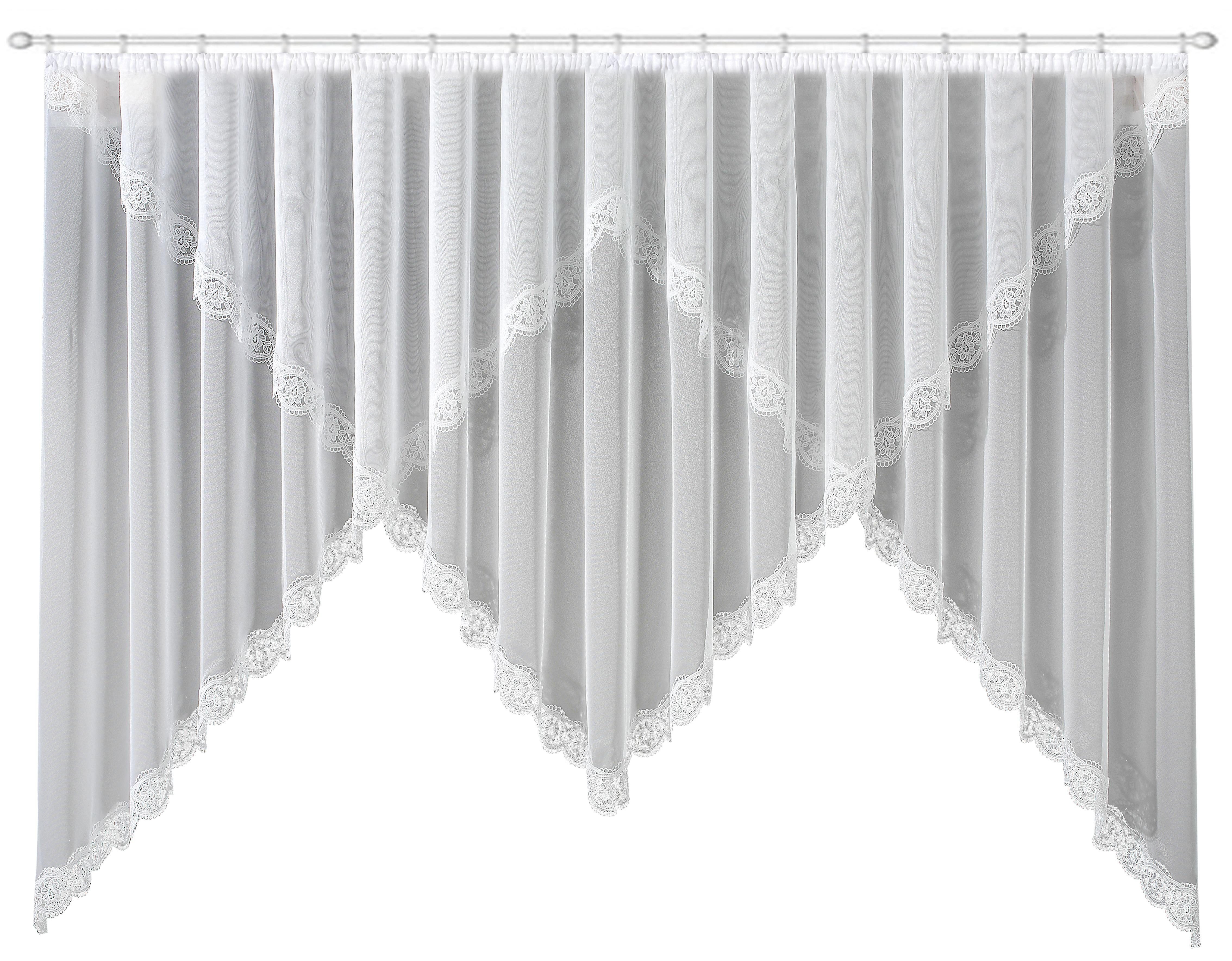 Gardine Sahra, Stickereien Plauen, Kräuselband (1 St), transparent, veredelt  mit echter Plauener Spitze Stickerei