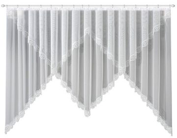 Gardine Sahra, Stickereien Plauen, Kräuselband (1 St), transparent, veredelt mit echter Plauener Spitze Stickerei