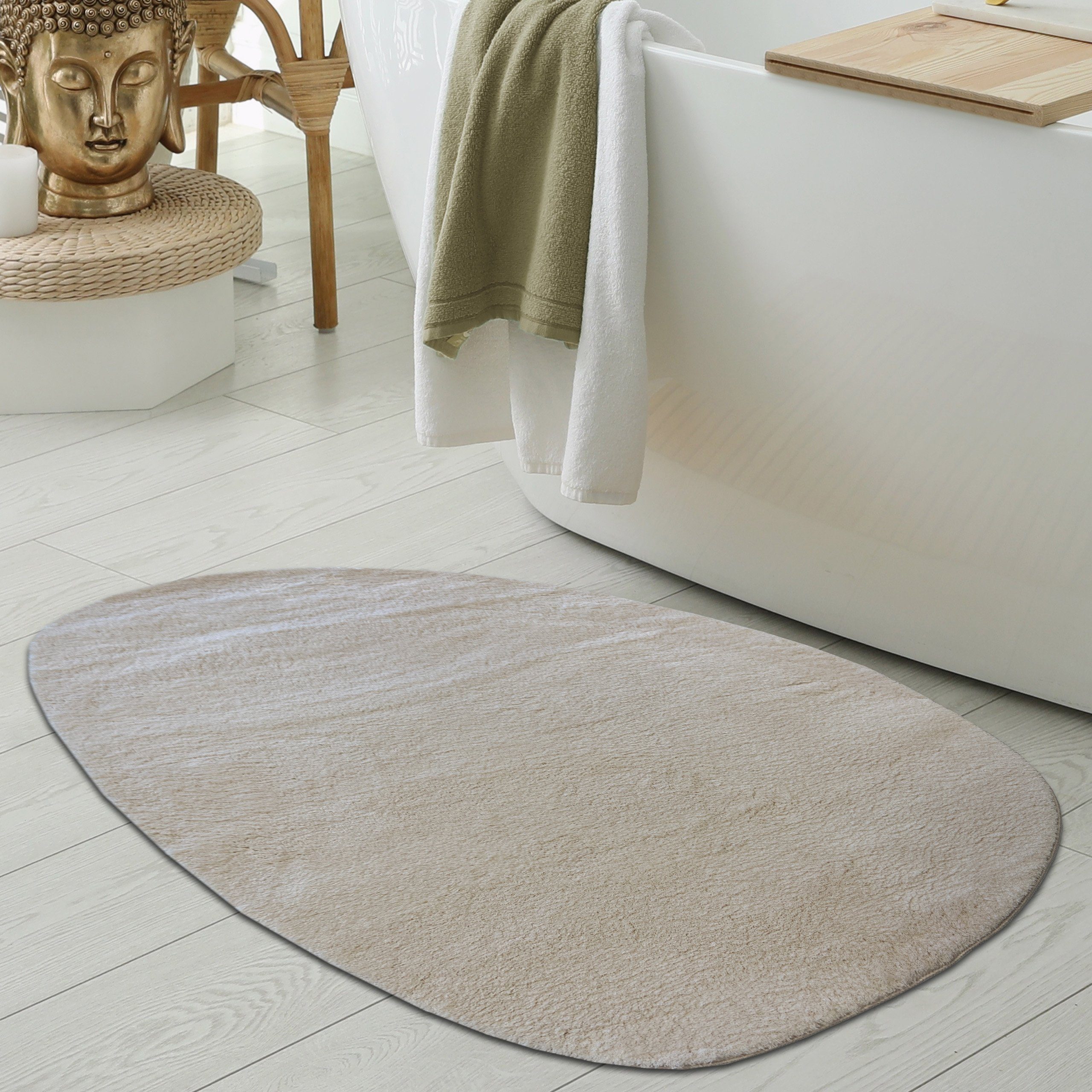 Teppich Waschbare Badezimmer WC-Teppiche – schön weich – in beige, Teppich-Traum, rechteckig, Höhe: 16 mm | Kurzflor-Teppiche