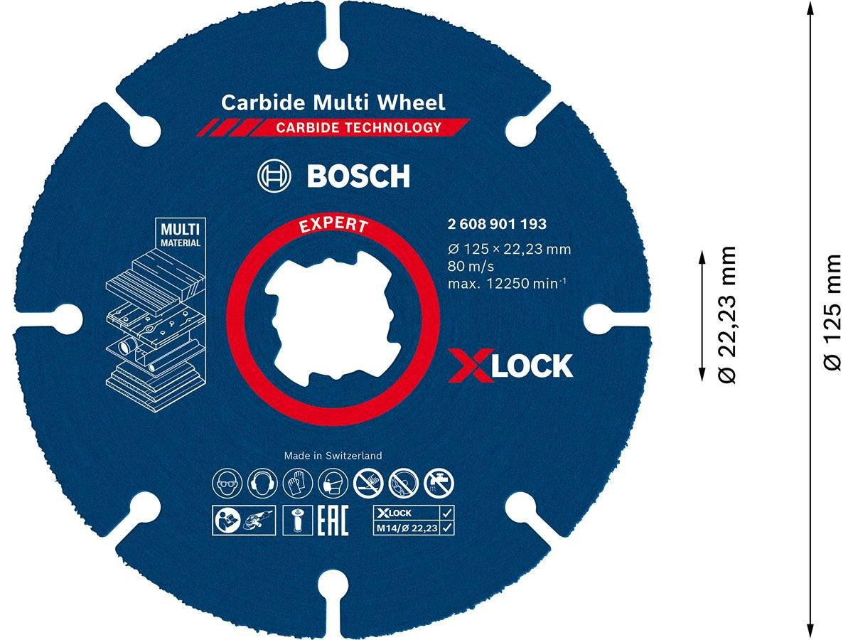 Bosch Professional Trennscheibe Expert X-Lock Carbide Multiwheel, Ø 125 mm, (Einzelartikel / 1-teilig, 1× Carbide Multi Wheel 125 mm)