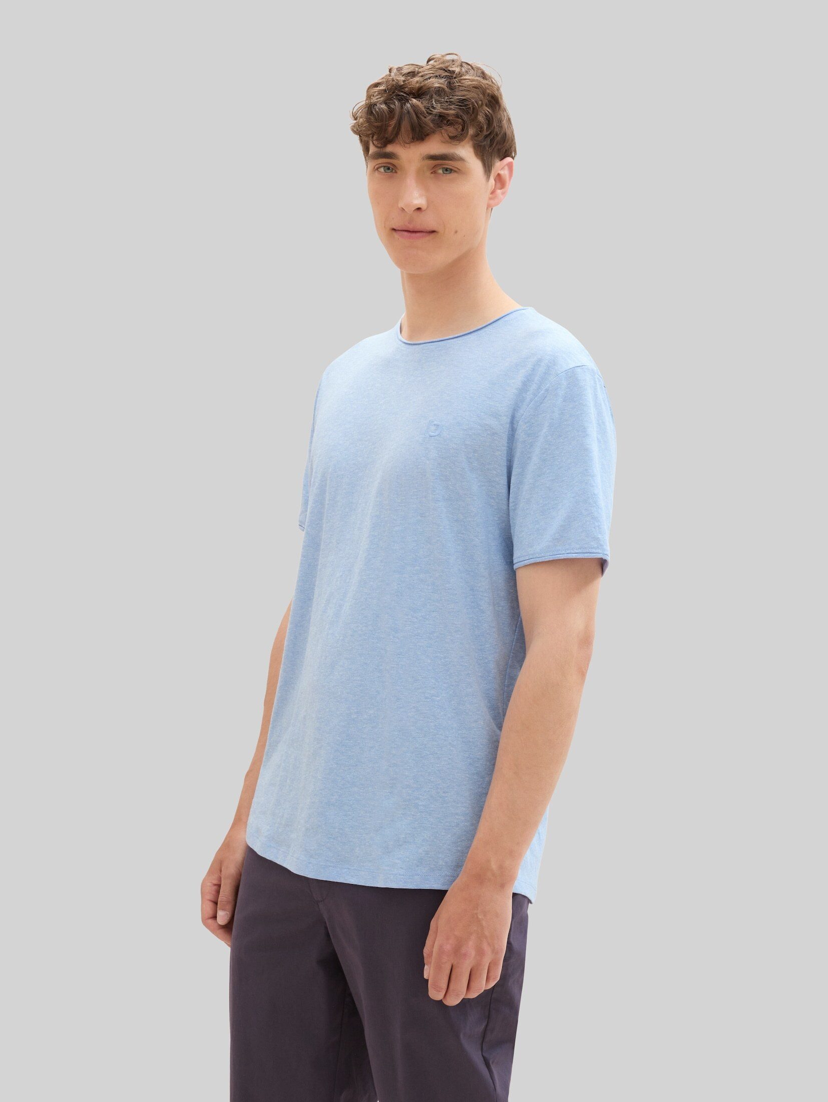TOM TAILOR Denim T-Shirt T-Shirt (im Einserpack) T-Shirt in Melange Optik