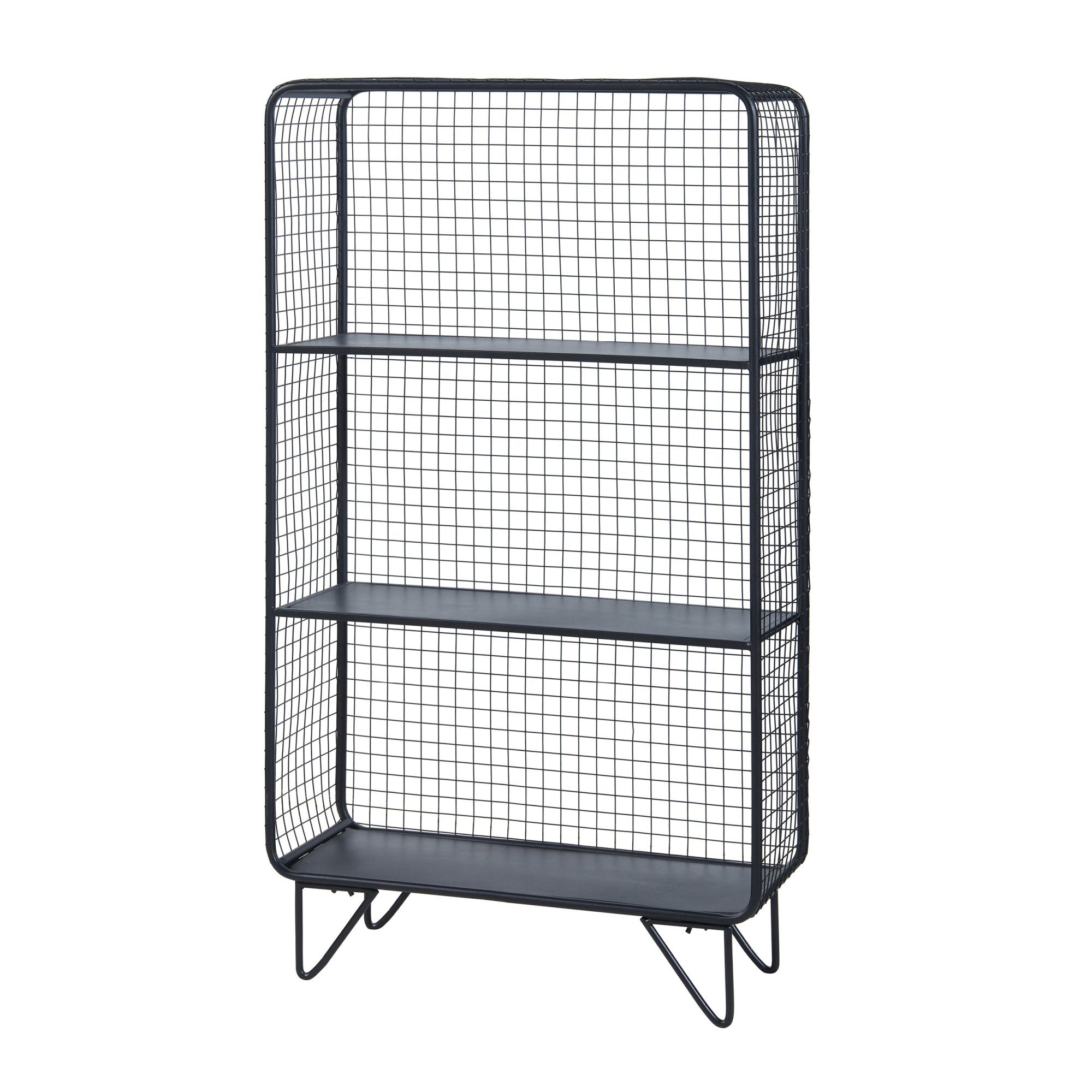 en.casa Standregal, »Volda« mit 3 Ebenen Metall 90 x 50 x 19 cm Schwarz