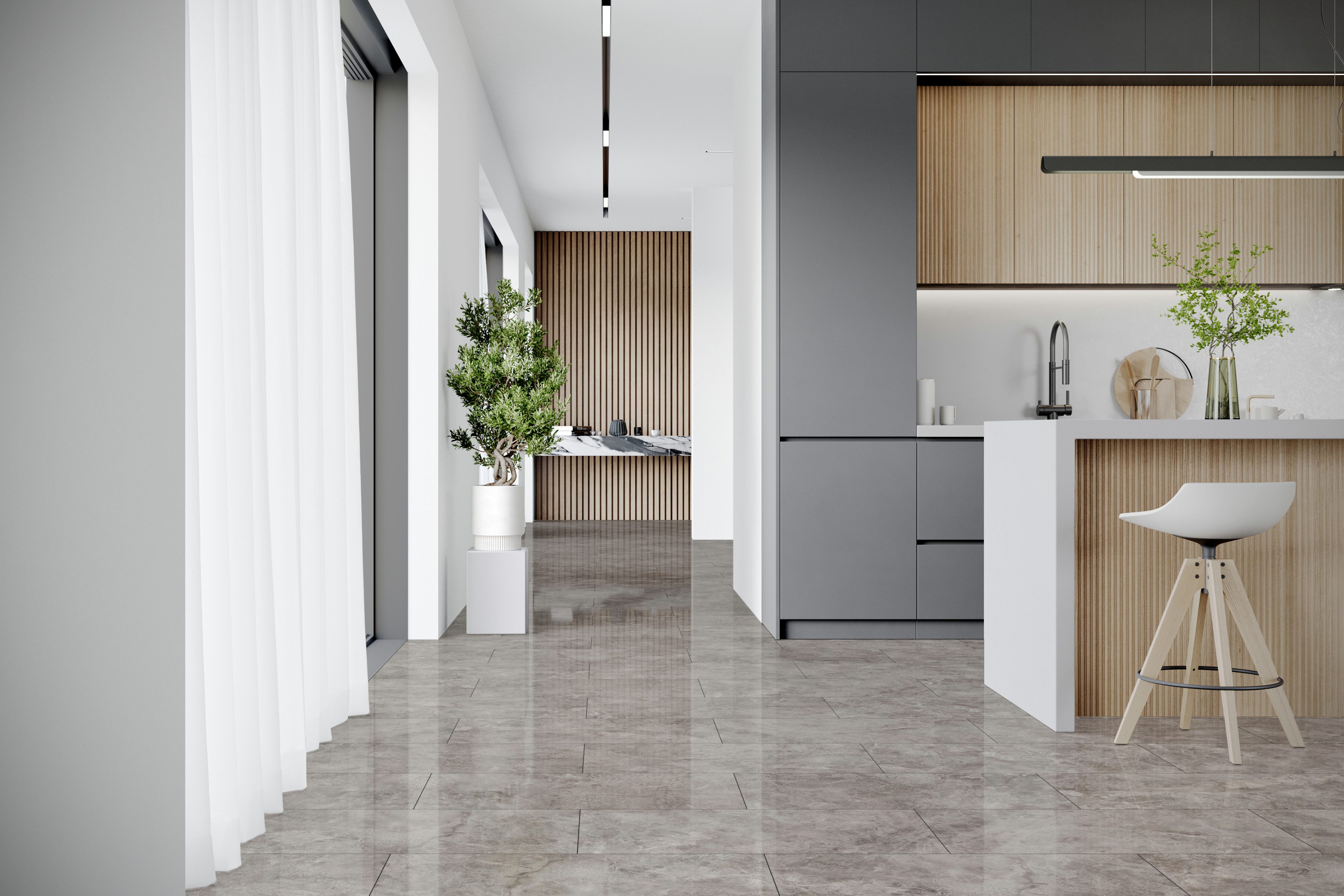 FALQUON GmbH Laminat Stone 2.0 Fliese - 810 x 400 x 8 mm - hochglänzend - Made in Germany -, Packung, In 1 Packung: 8 Paneele - 2,592 m², 1 Packung: 8 Paneele - 2,592 m²