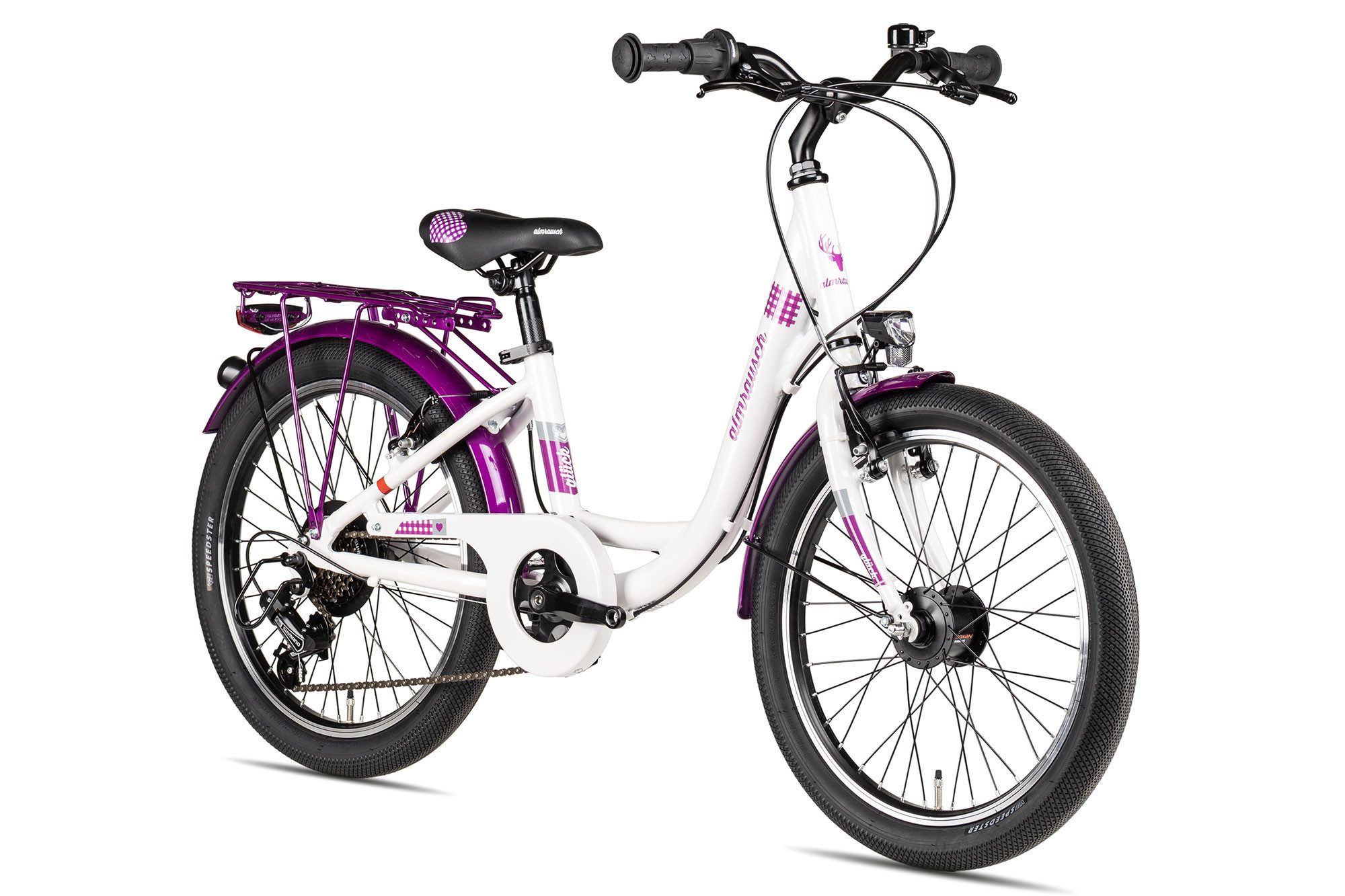 Almrausch Kinderfahrrad GLÜCK 7 20, 7 Gang Shimano Tourney 7 Schaltwerk, Kettenschaltung, komplette Lichtanlage weiß