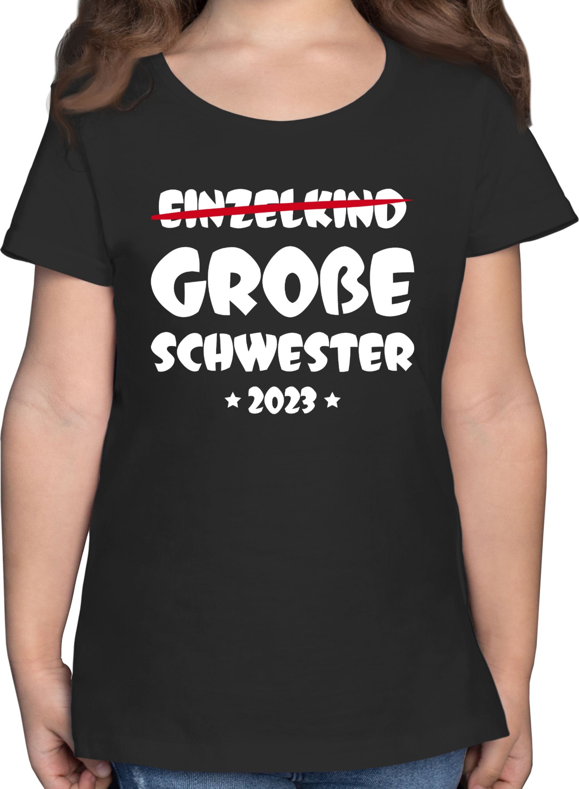 Shirtracer T-Shirt Einzelkind Große Schwester 2023 Große Schwester 2 Schwarz