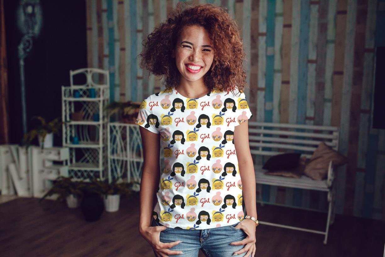 Thumbnail - larissastoffe Stoff Jersey Stoff Mädchen Gesichter rosa, 11,00 EUR/m, Meterware, 50 cm x 150 cm