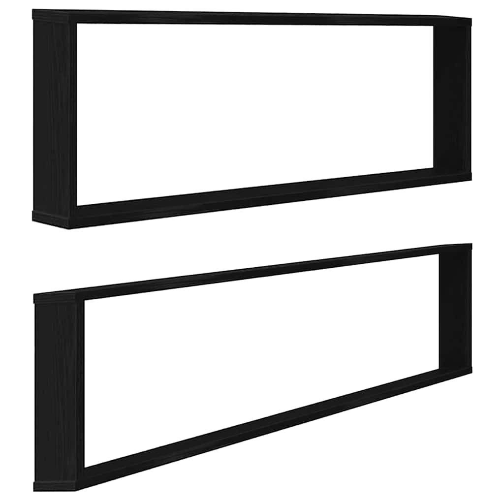 vidaXL Regal Würfelregale 2 Stk. Schwarz Eichen-Optik 100x15x30 cm, 2-tlg.