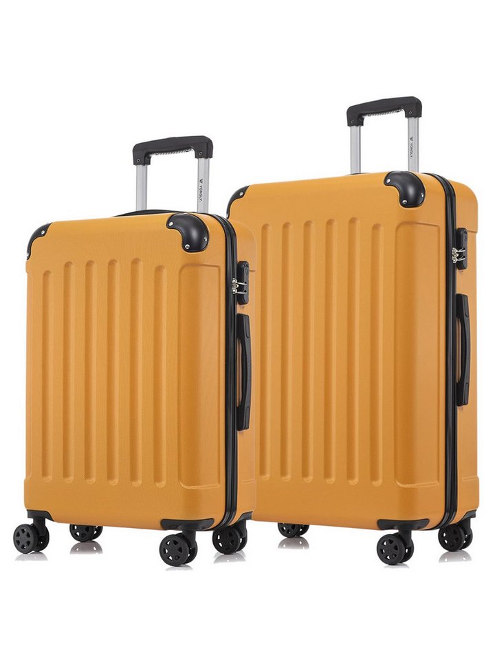 YONSLY Trolleyset Hartschalen-Reisekoffer Rollkoffer Trolley Gepäckset aus ABS, 4 Rollen, (Reiseset, 2 tlg., Größen L&XL), mit 360° Doppelrollen, Zahlenschloss und ergonomischem Gummigriff