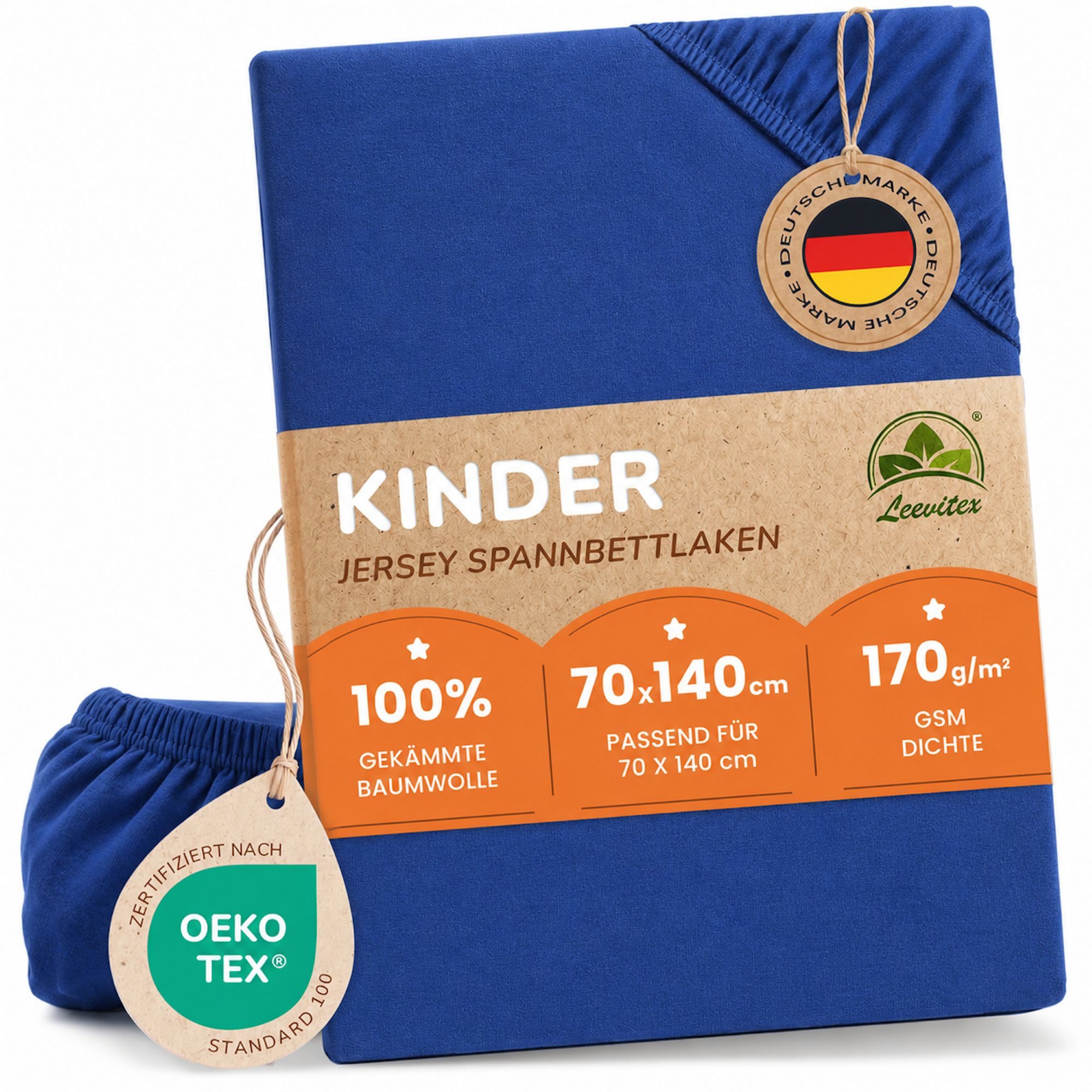 leevitex® Spannbettlaken für Kinderbetten, 1er-Set, 70 x 140 cm, Steghöhe 15 cm, Jersey, Gummizug: rundum, (1 Stück), verschiedene Farben, OEKO-TEX® STANDARD 100 zertifiziert