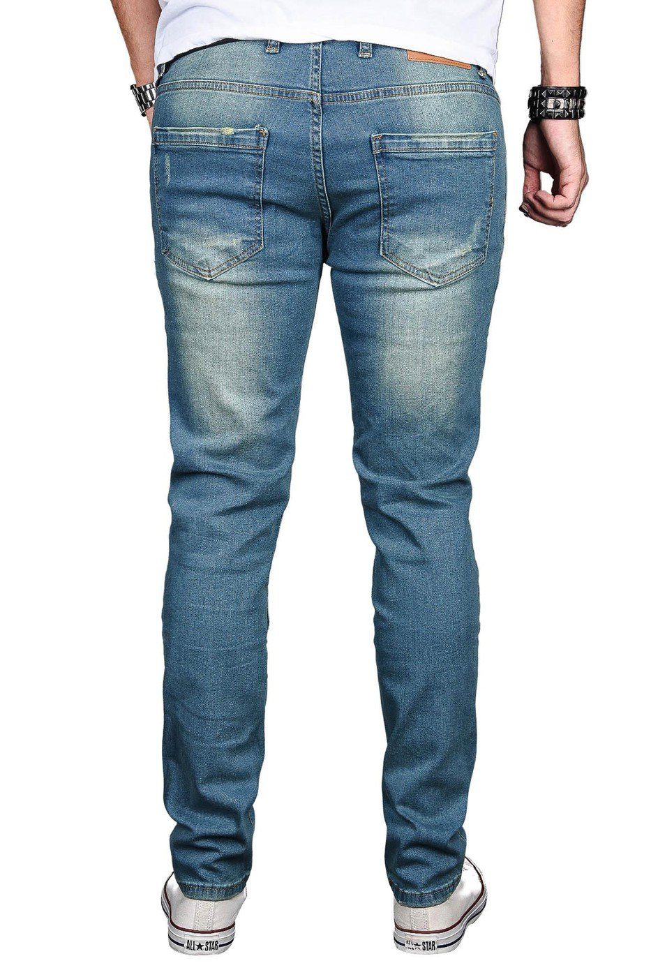 ASLuca Straight-Jeans Salvarini blau Alessandro Elasthan Stretch mit