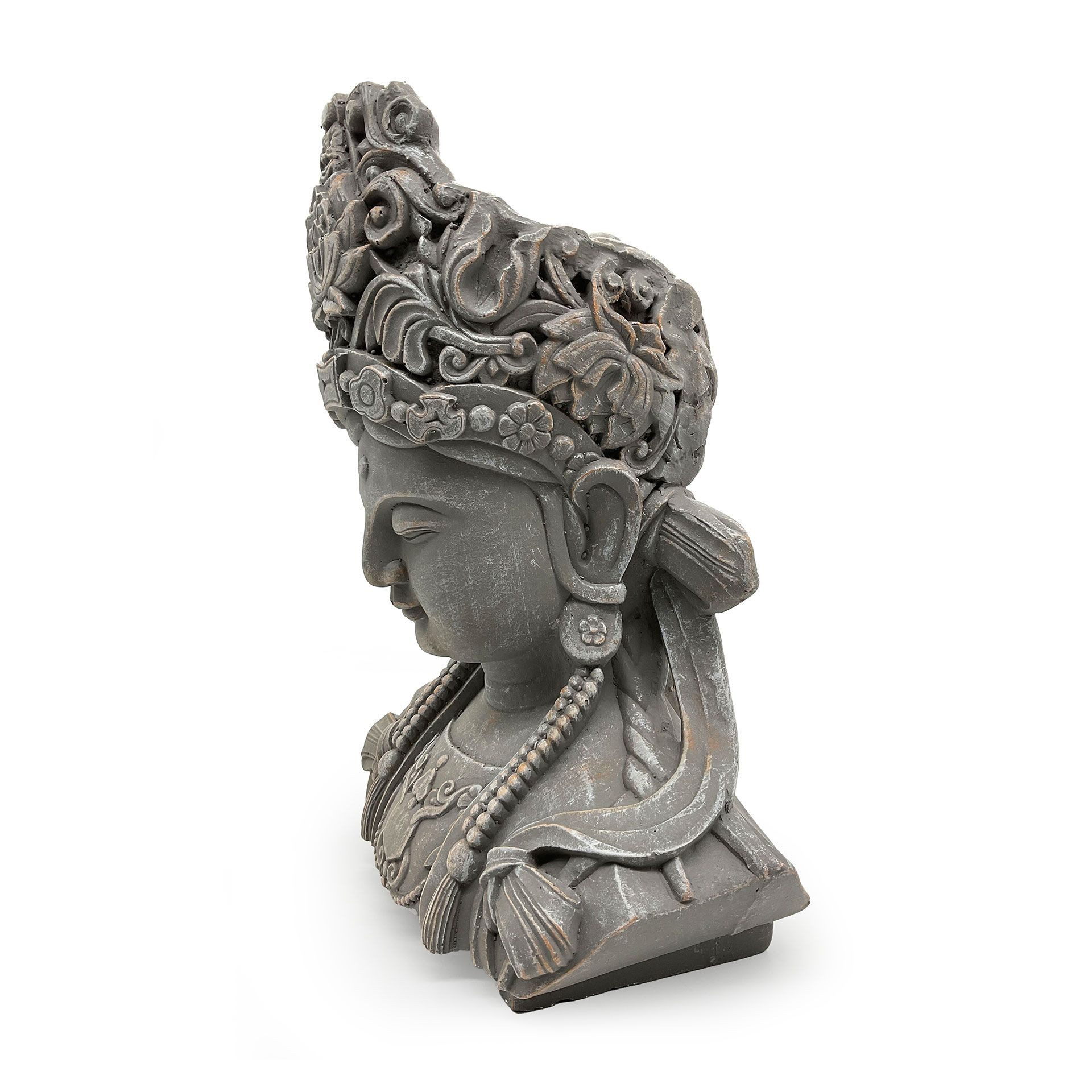 K&L Wall Art Buddhafigur Büste Feng Shui Deko Buddha Statue meditierende Budha Kopf (44cm groß), Fensterbankdeko aus Kunststein