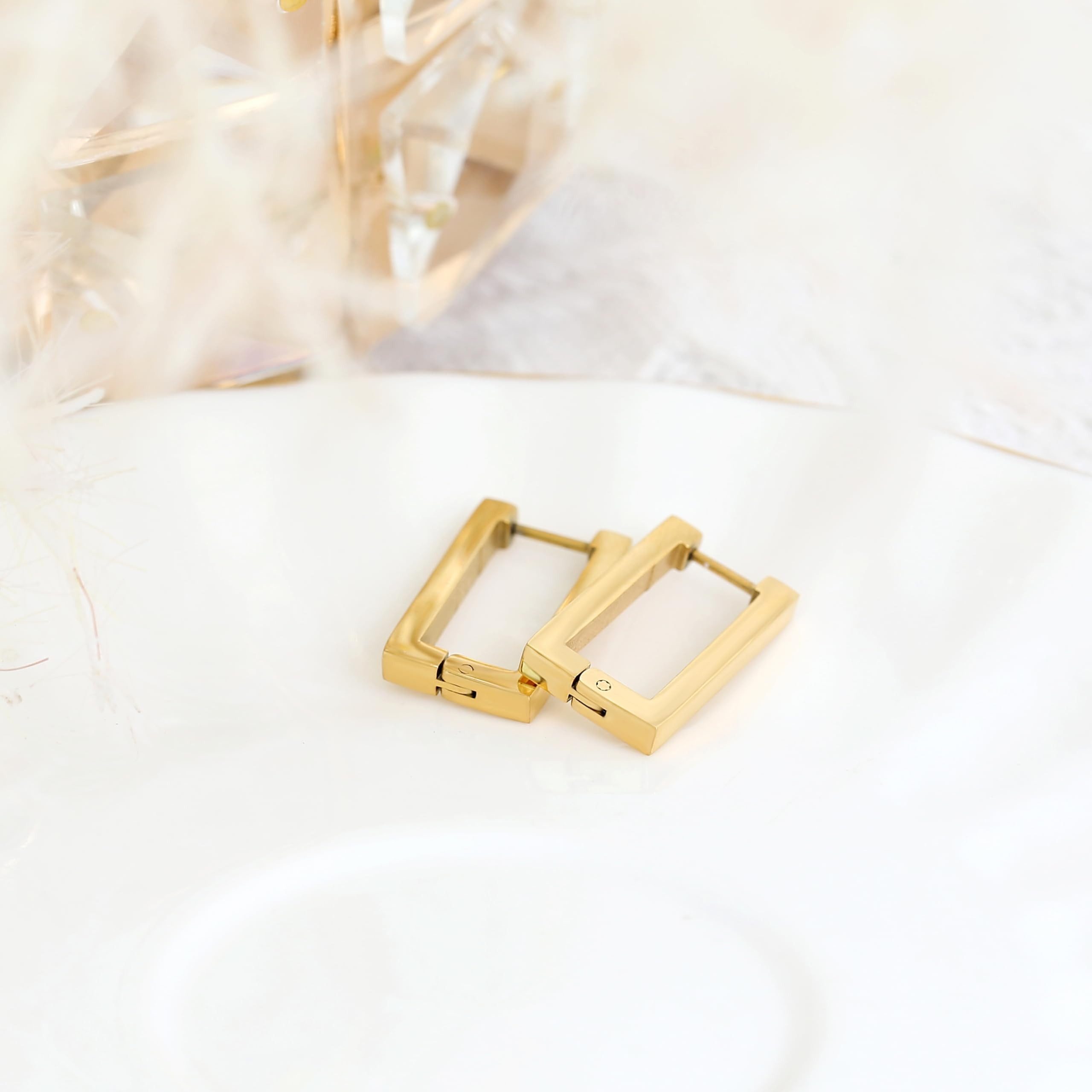 Made by Nami Creolen-Set Creolen Silber Damen Eckig aus Edelstahl, Wasserfester Schmuck - Geschenk für Freundin – Bild 5 von 5