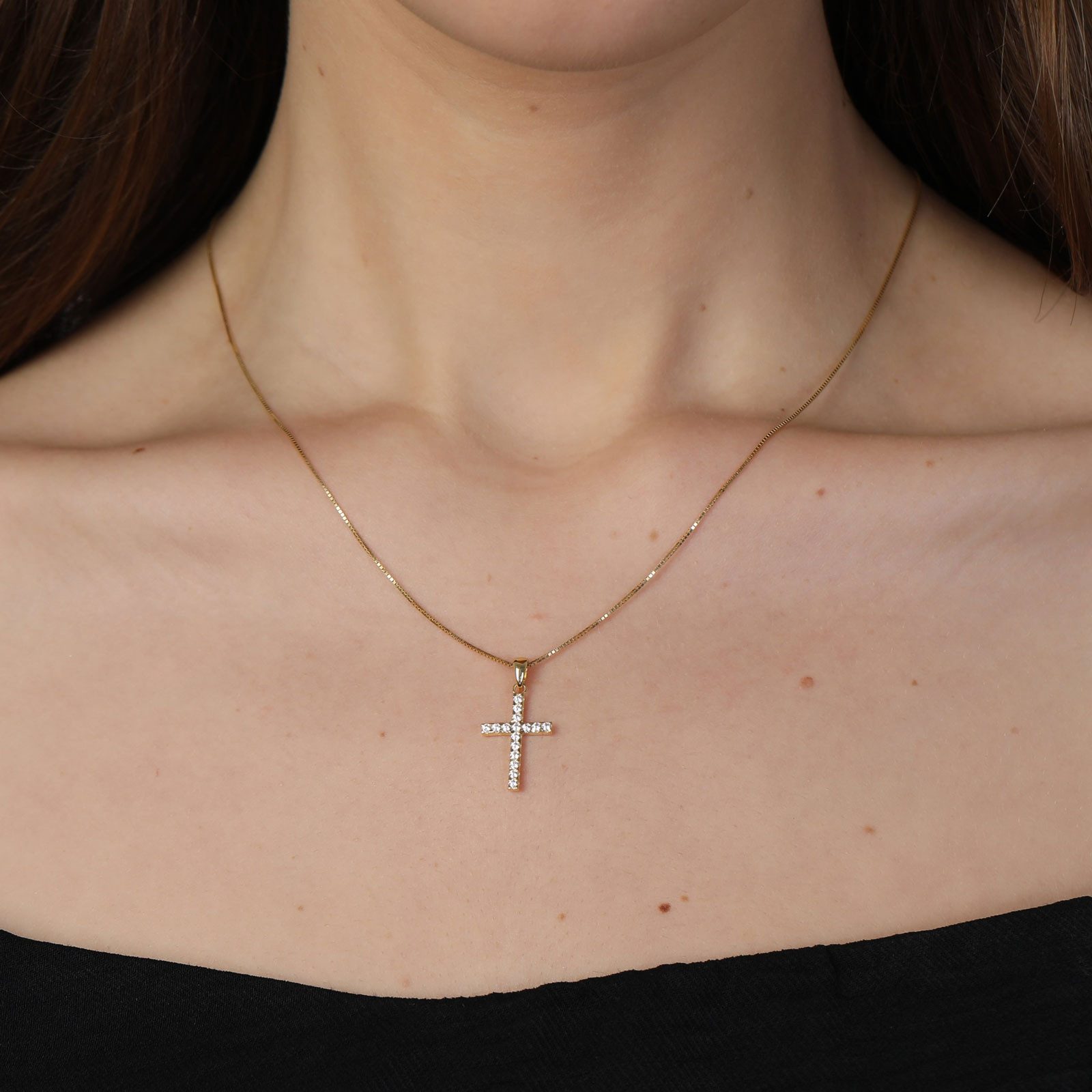 Tony Fein Goldkette Kreuzkette Kreuzanhänger 585er günstig online kaufen
