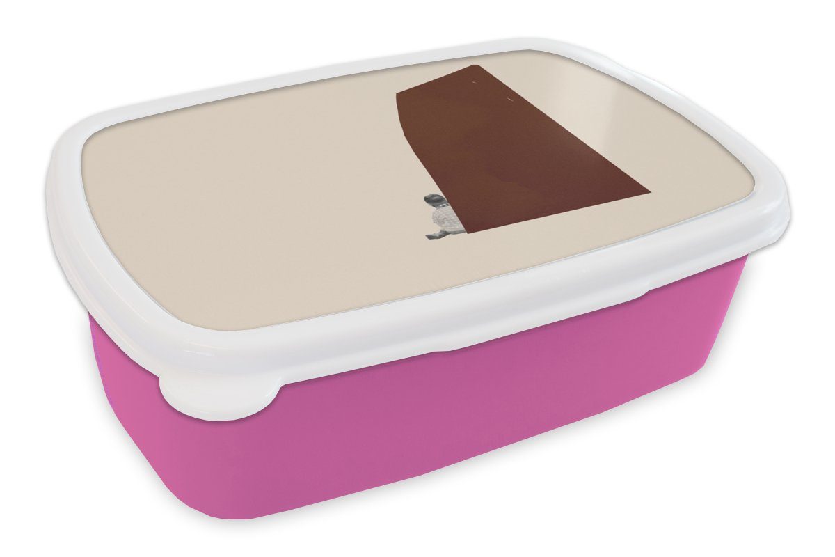MuchoWow Lunchbox Vintage - Pastell - Junge, Kunststoff, (2-tlg), Brotbox für Erwachsene, Brotdose Kinder, Snackbox, Mädchen, Kunststoff rosa