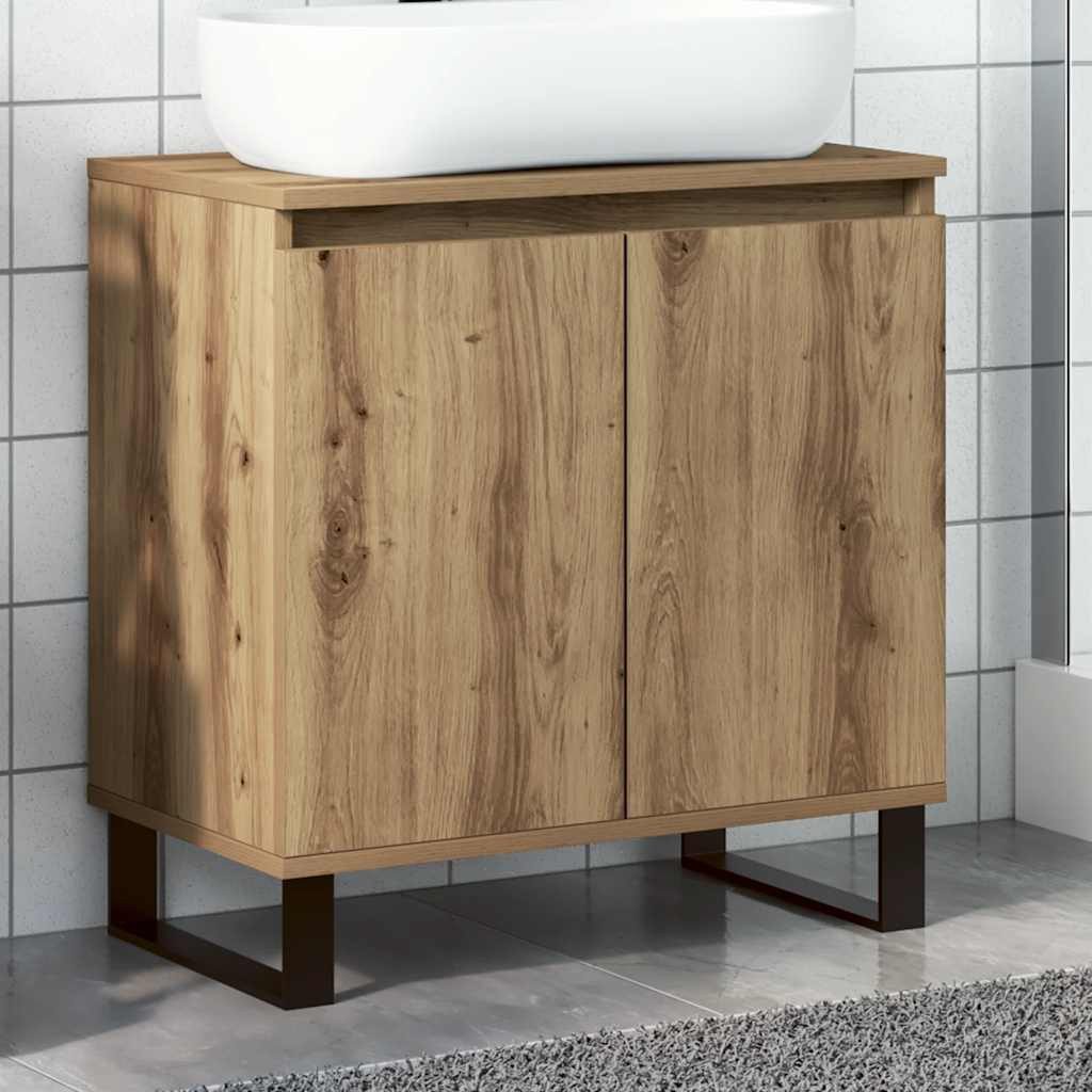 vidaXL Waschbeckenunterschrank Badschrank Artisan-Eiche 58x33x60 cm Holzwerkstoff
