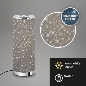 Briloner Leuchten LED Tischleuchte 7334-014, Sterneneffekt, Kabelschalter, Stoffbezug, LED wechselbar, Warmweiß, Tischlampe, 35,5x13cm, Grau, 5W, GU10, Nachttisch, Schreibtisch, Bett