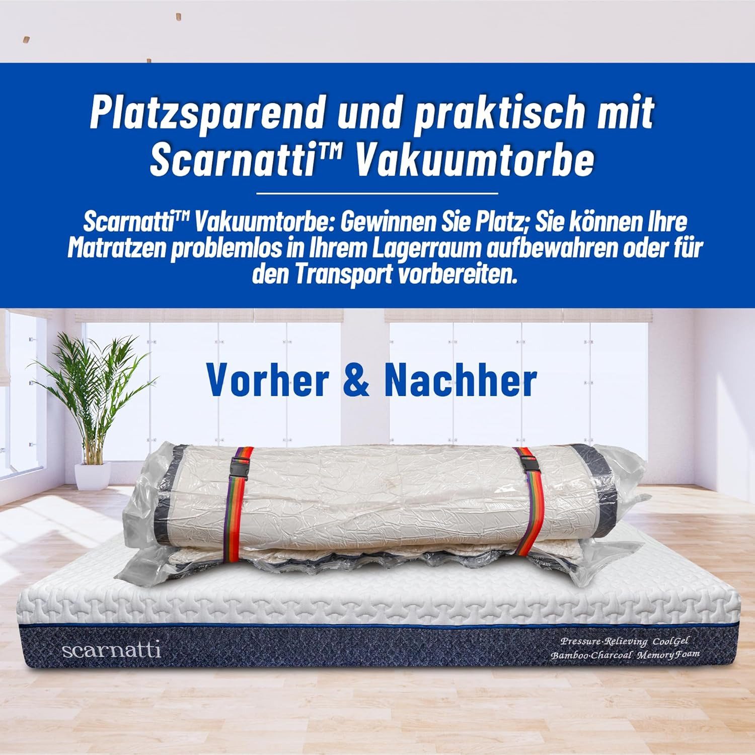 scarnatti Vakuumierbeutel Vakuumversiegelte Matratzenbeutel mit Reißverschluss für Matratzen, Platzsparend für Matratzen 80/90/100x200cm & XXL-Größe 245x130cm – Bild 5 von 5