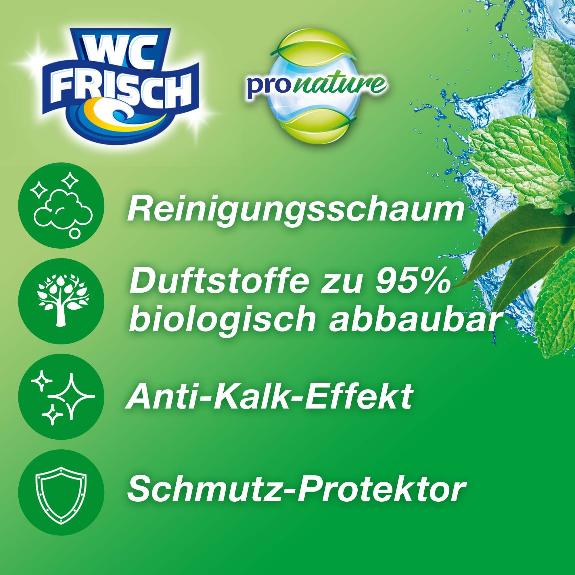 WC Frisch WC FRISCH Pro Nature Minze & Eukalyptus Duftstein 50g WC-Reiniger (Pro Nature Pack, [1-St. mit Anti-Kalk-Effekt für Extra Frische)