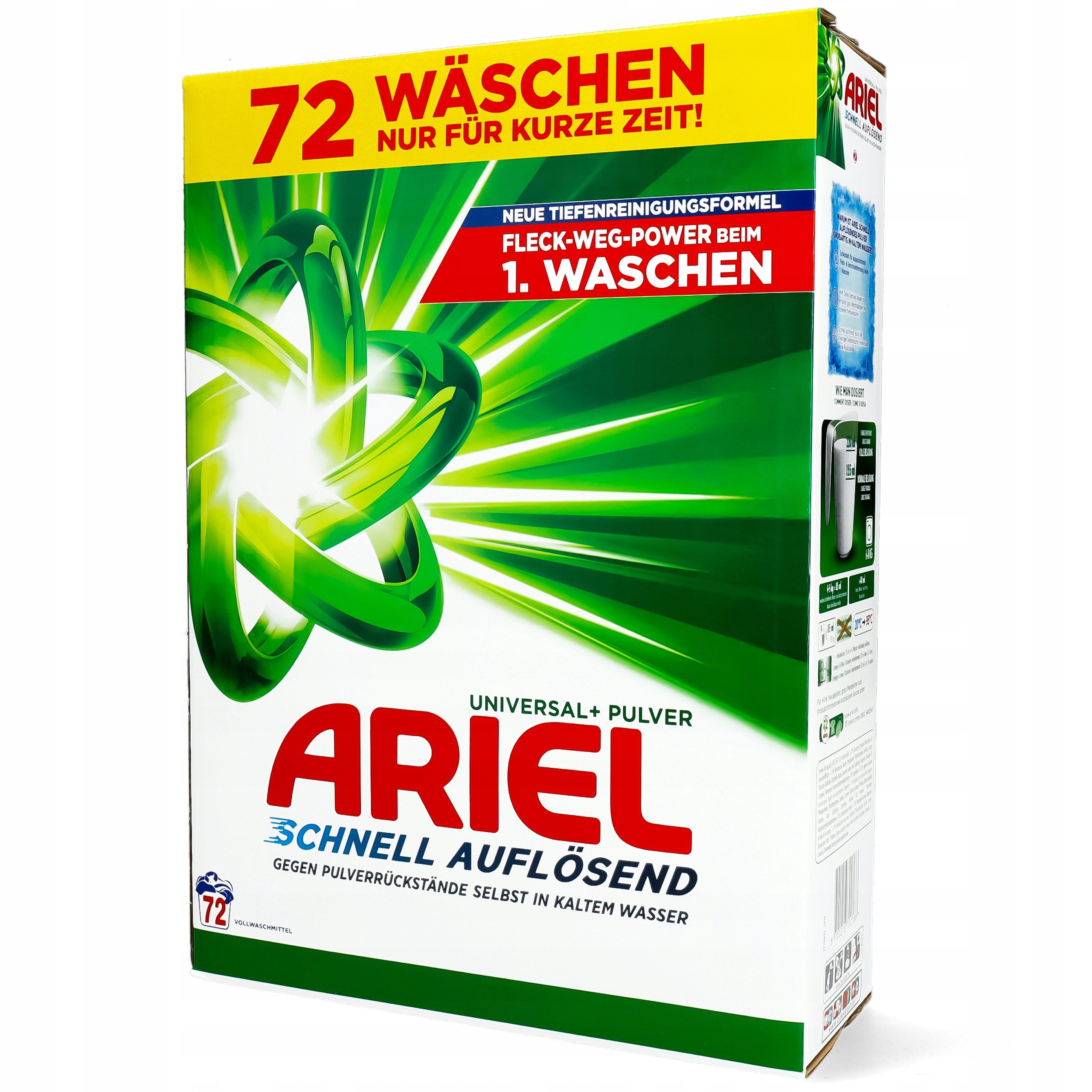 KomfortHome Ariel Universal Waschpulver 3,96kg 72 Waschladungen Schnellauflösung Vollwaschmittel (Fleckentfernung ab 30°C Weiß Bunt frisch ergiebig Schnellauflösung)