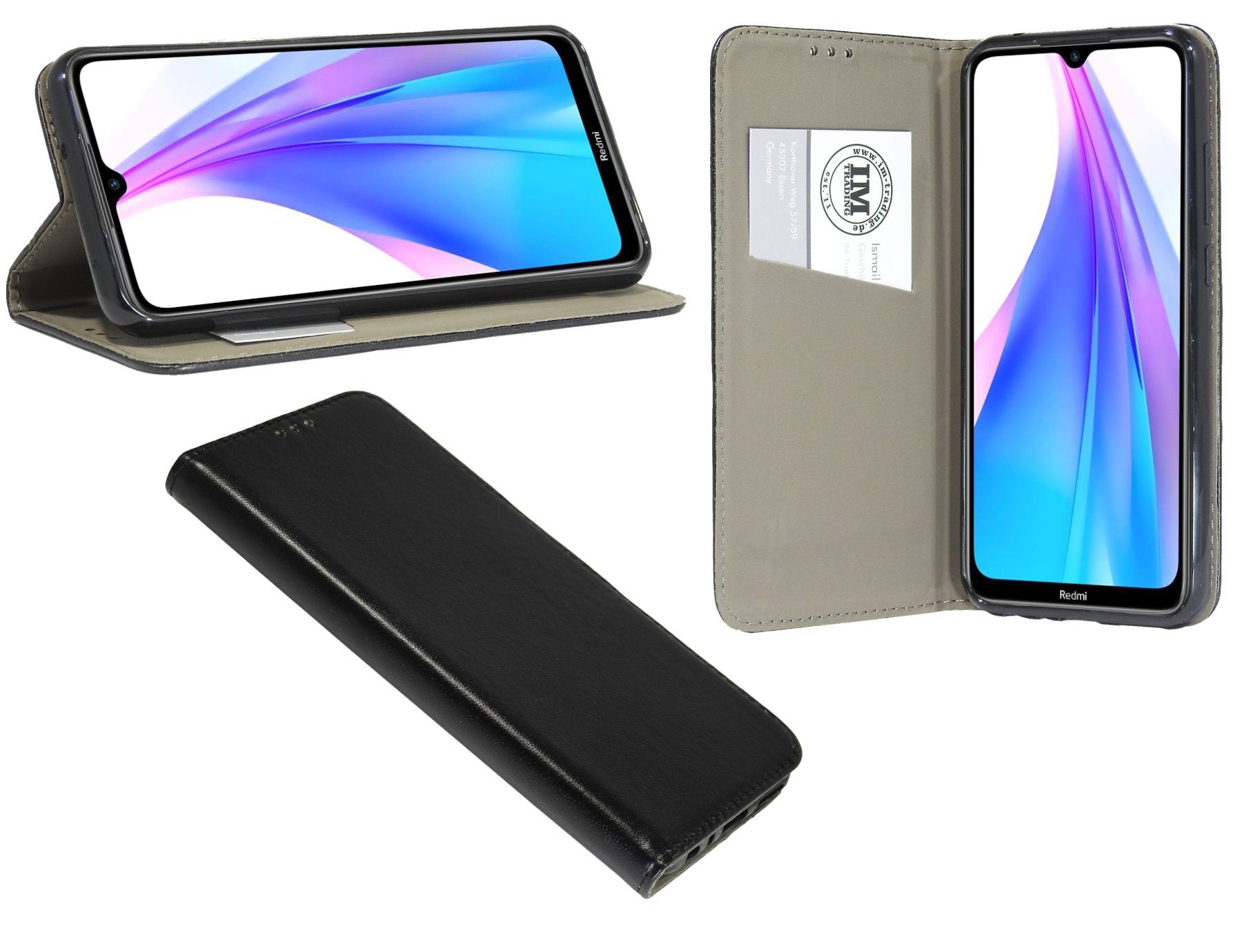 cofi1453 Handyhülle Hülle Tasche für Xiaomi Redmi Note 8T, Kunstleder Schutzhülle Handy Wallet Case Cover mit Kartenfächern, Stan