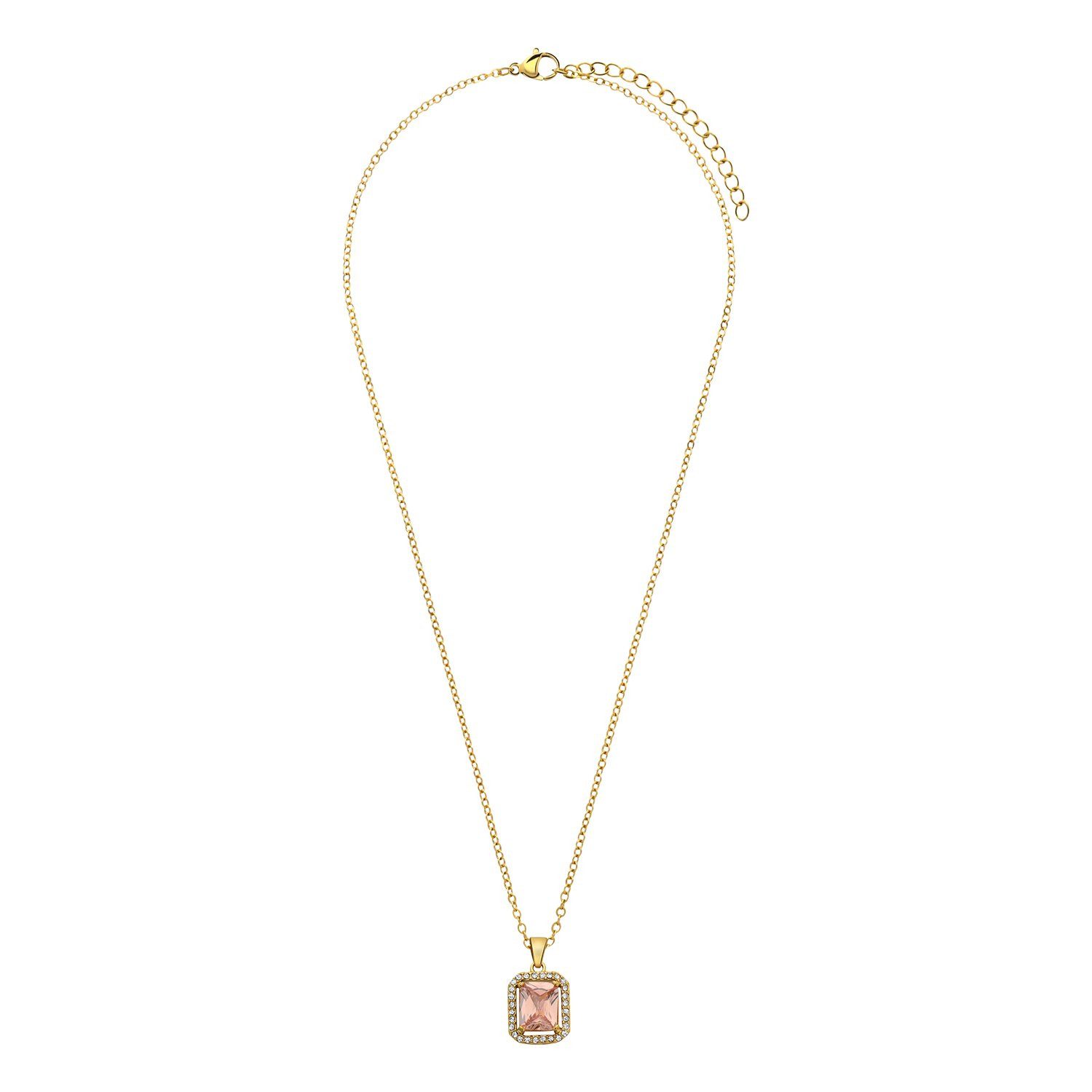 LUCARDI Kette mit Anhänger Halskette - Stahl - Gold - Zirkonia - Damen