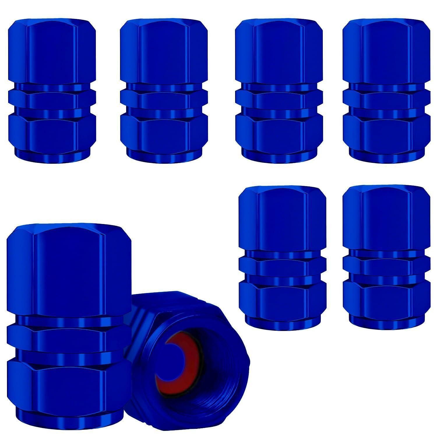 LuxusKollektion Ventilkappe Ventilkappen 8er Set Aluminium mit Gummidichtung universell blau