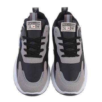 Ital-Design Herren Low-Top Freizeit Sneaker Flach Sneakers in Grau