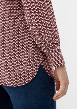 TRIANGLE Langarmbluse Bluse mit Allover-Muster Raffung