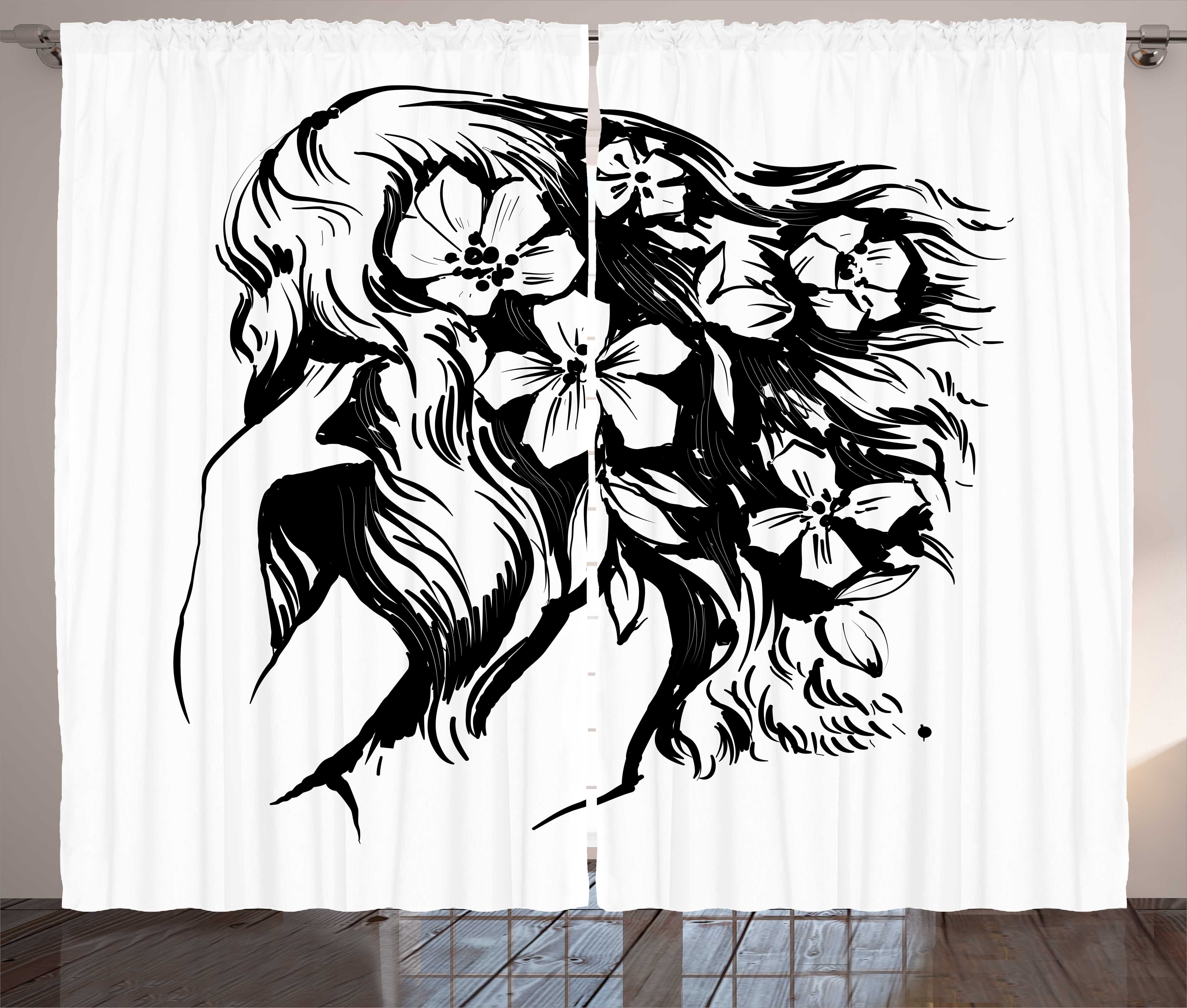eines Schlaufen Frauen Vorhang Kräuselband Haken, mit und Abakuhaus, Gardine Schlafzimmer Rückansicht Mädchens abstrakte