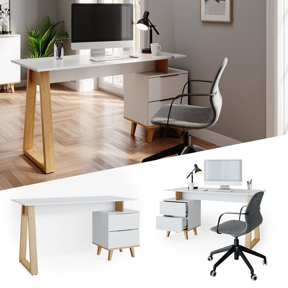 Vicco Schreibtisch Nautica, Weiß/Eiche, 138 x günstig online kaufen
