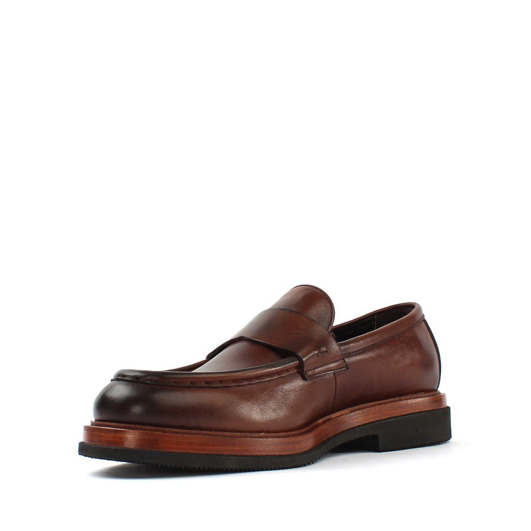 Celal Gültekin Leder-Loafer Slip-On Plateau Blockabsatz Glattleder Business Herren Loafer Glattleder, Echtleder-Futter, Holzoptik-EVA-Sohle, Braun, 45 – Bild 3 von 5