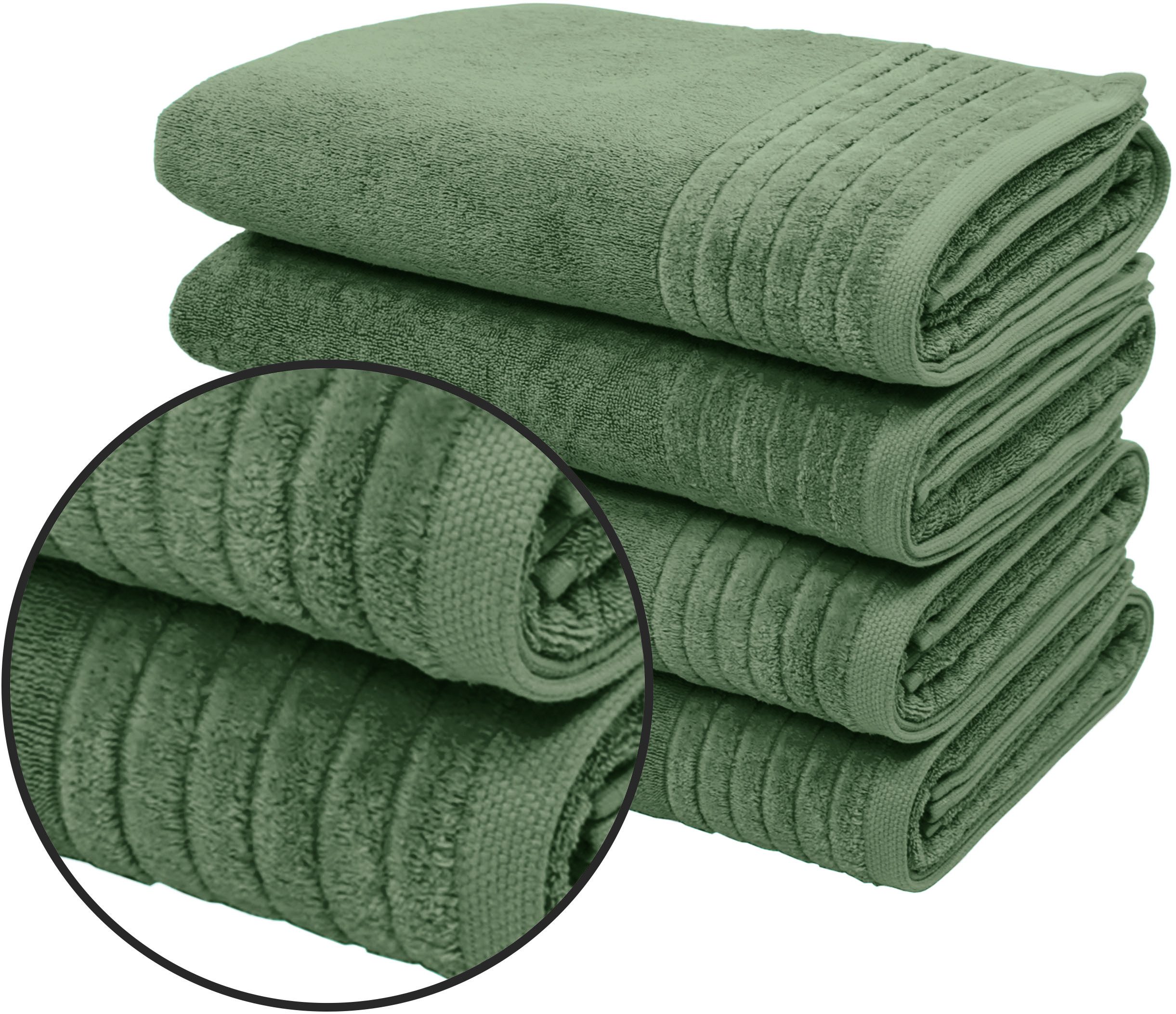 OTTO home Duschtücher Sanremo Premium, Premium Handtücher, 600 gr/m², 70x140cm, Frottier (Set, 4-St), mit Bordüre, flauschig und weich, dicke Qualität, 5 Jahre Garantie